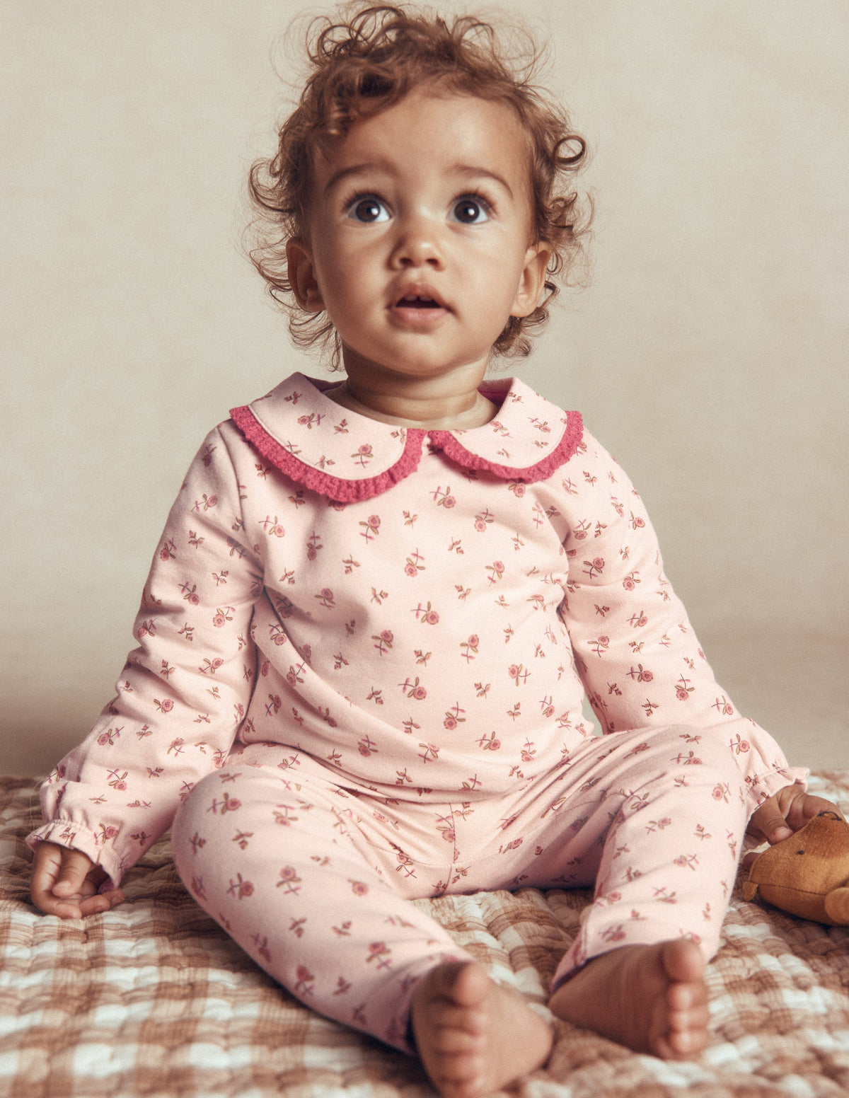 Pretty Collar Sweat Set-Botanic Pink Ditsy Floral-1