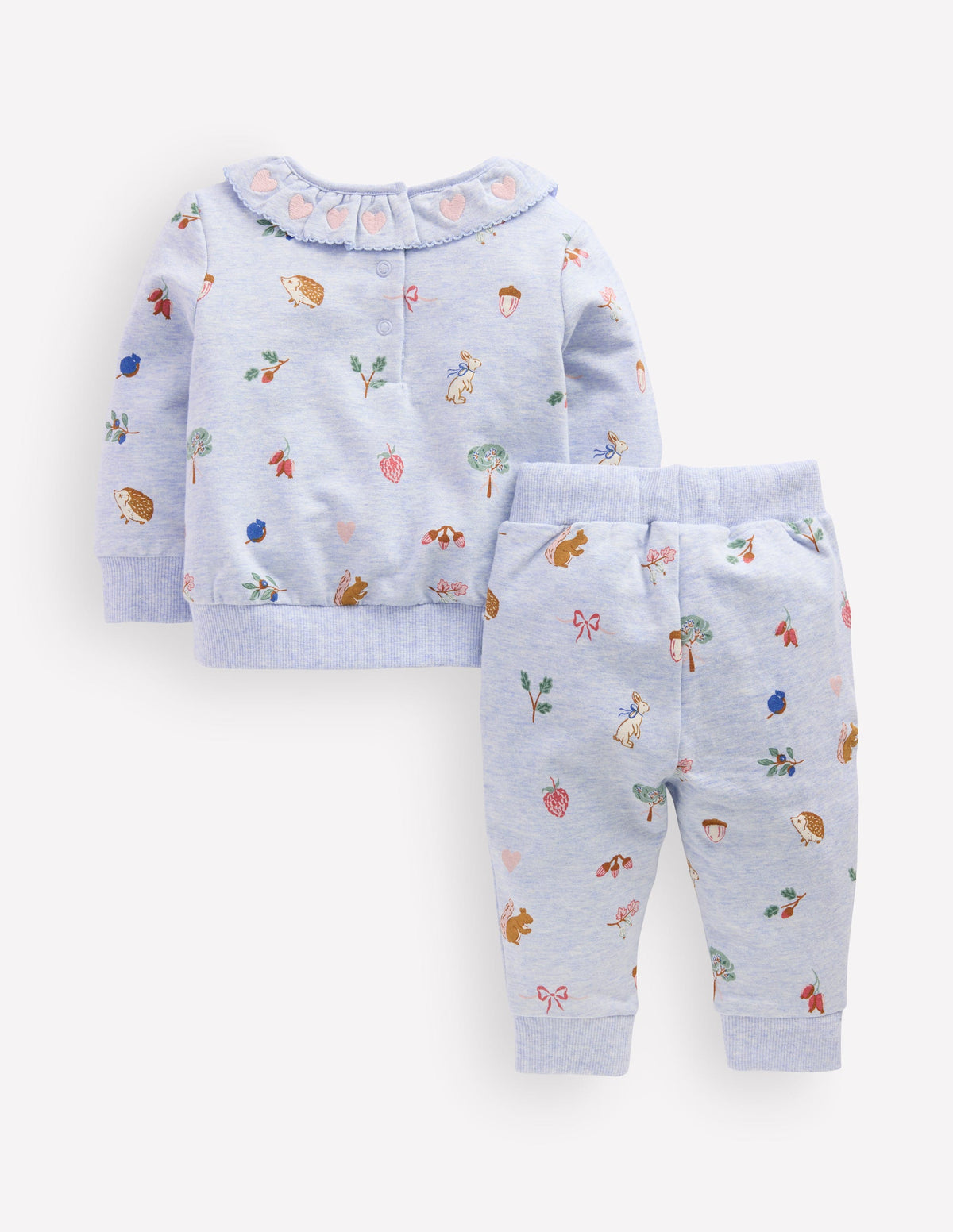 Ruffle Neck Sweatshirt Set-Blue Marl-2