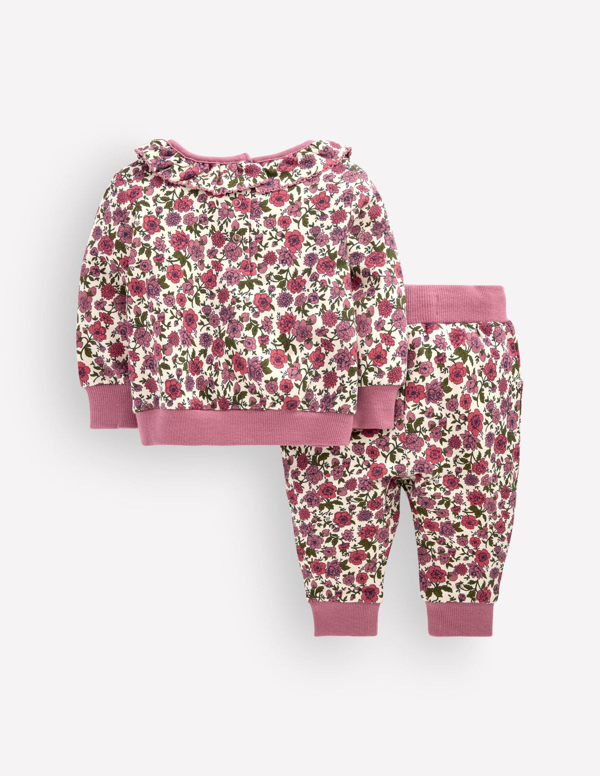 Ruffle Neck Sweatshirt Set-Vintage Pink Flowerbed - Image 3