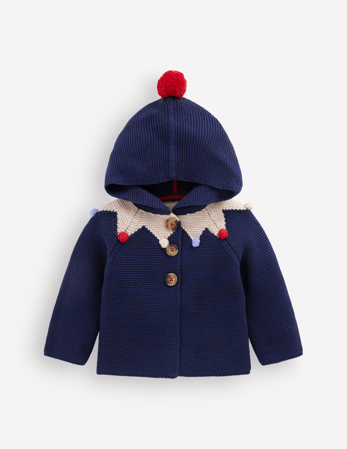 Novelty Cotton Knitted Jacket-College Navy Jester - Image 3