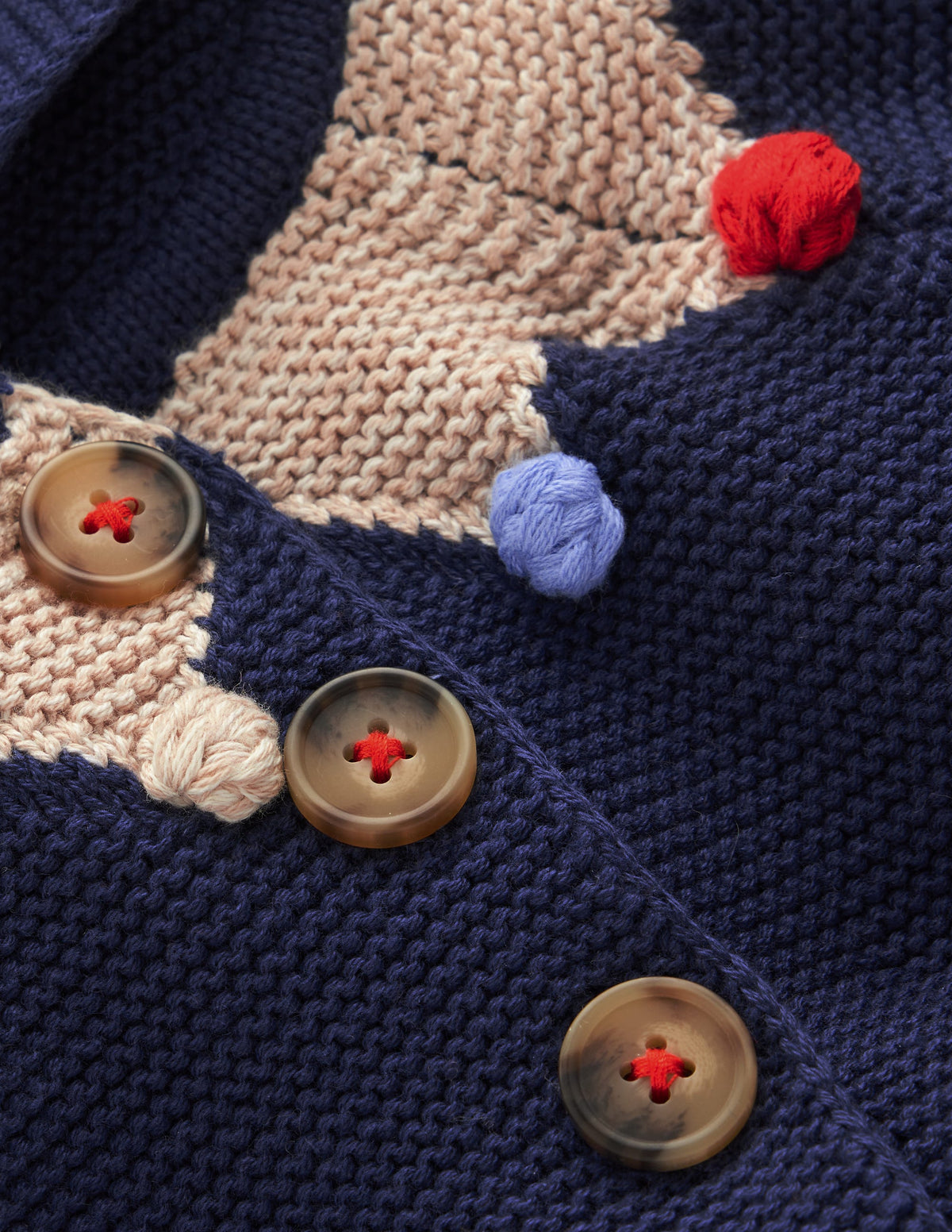 Novelty Cotton Knitted Jacket-College Navy Jester - Image 2