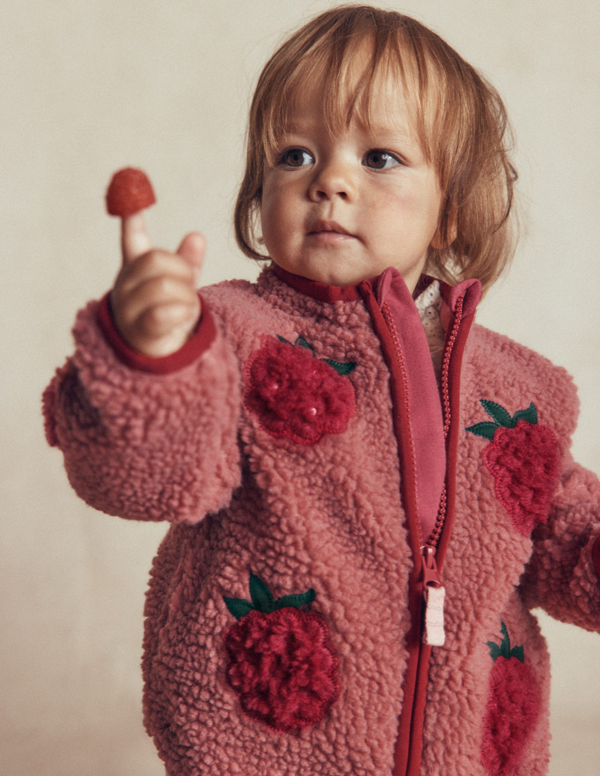 Cosy Borg Jacket-Rose Blackberry Applique - Image 1