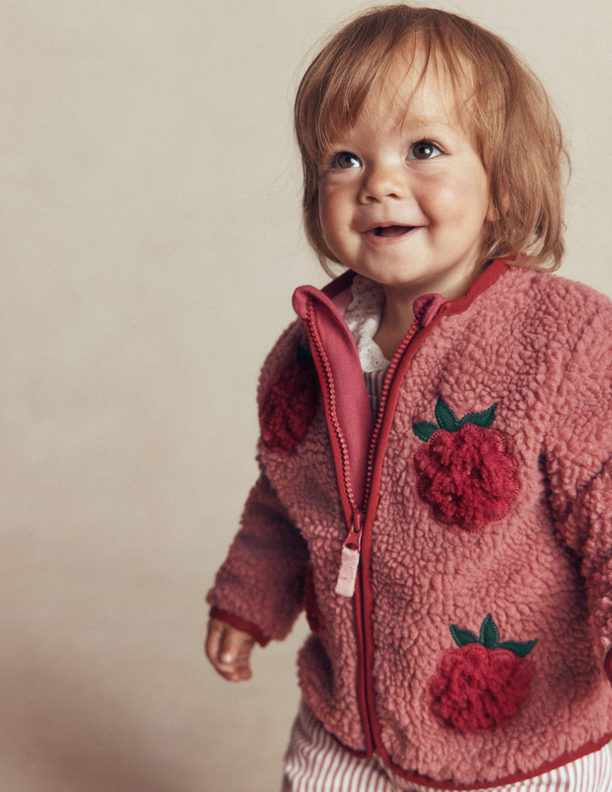 Cosy Borg Jacket-Rose Blackberry Applique - Image 3