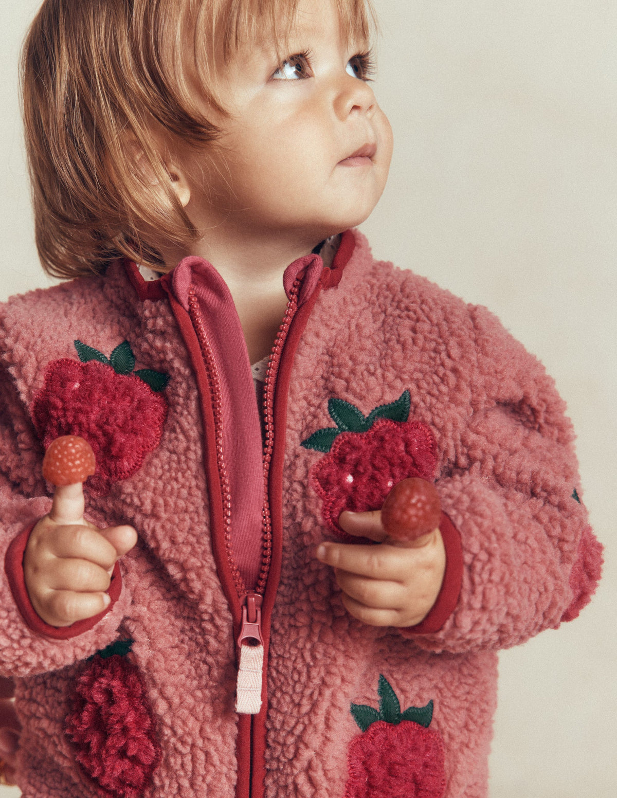 Cosy Borg Jacket-Rose Blackberry Applique - Image 4