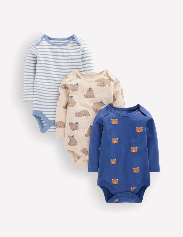 3-pack Cotton Bodies-Blue Bears
