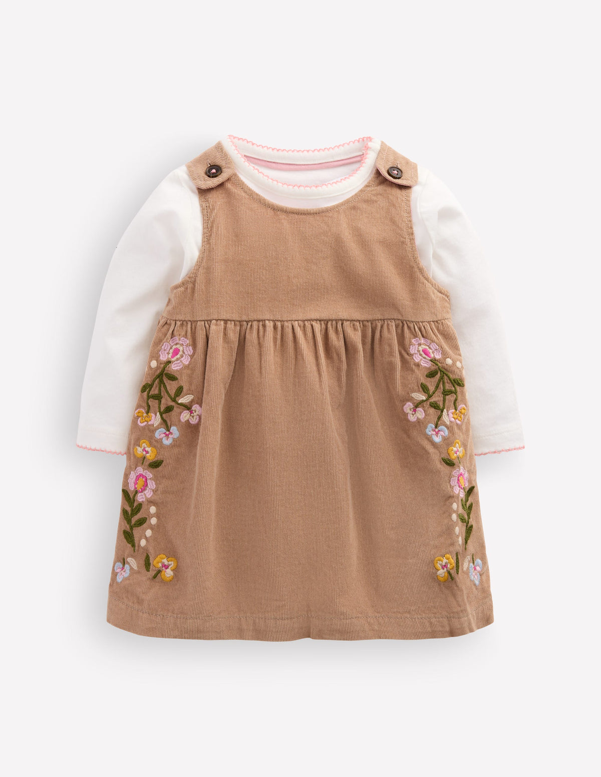 Embroidered Pinny Dress Set-Ginger Embroidery - Image 1