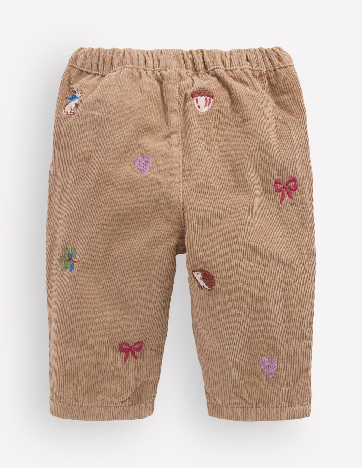 Cotton Cord Trousers-Embroidered Taupe-2
