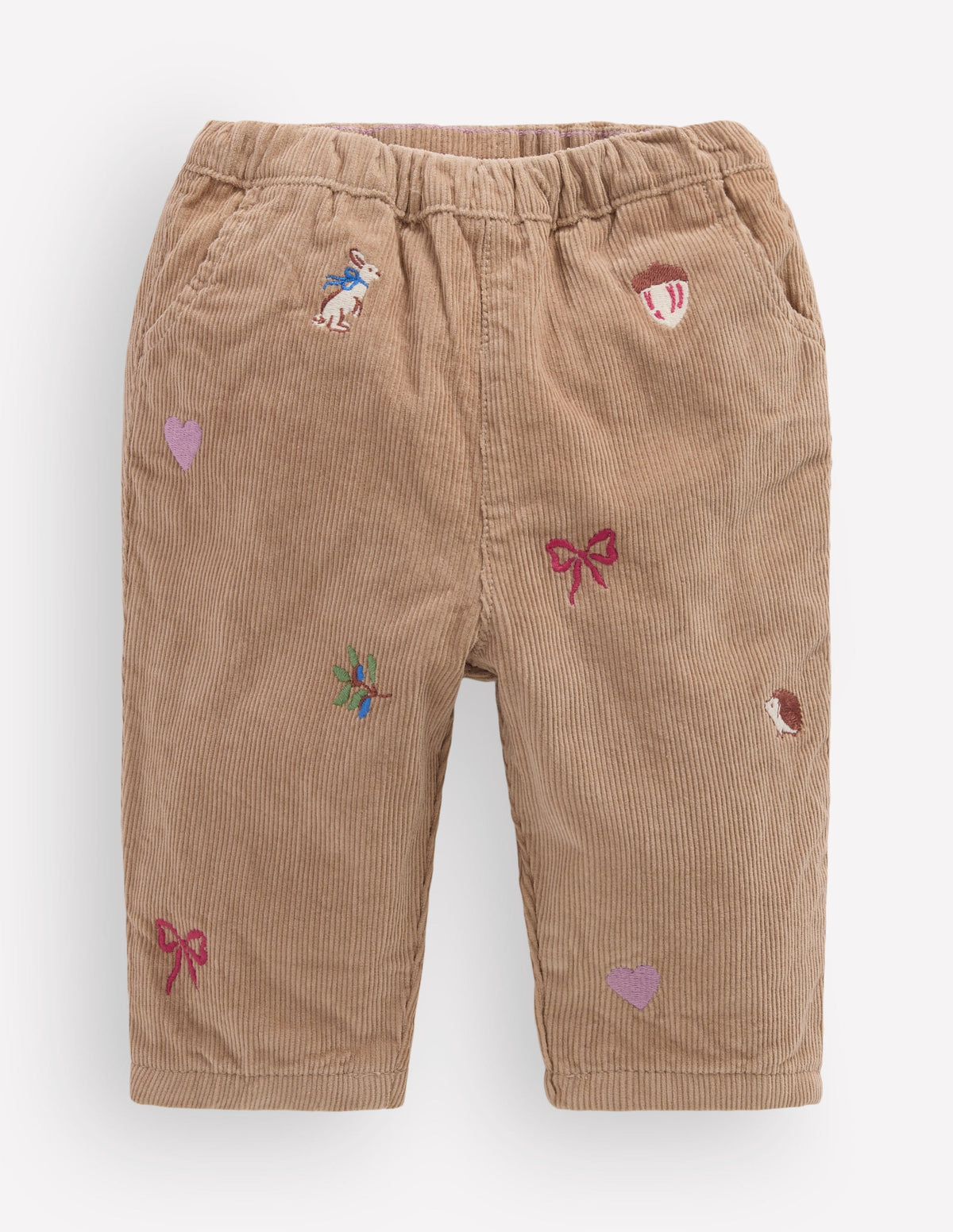 Cotton Cord Trousers-Embroidered Taupe-1