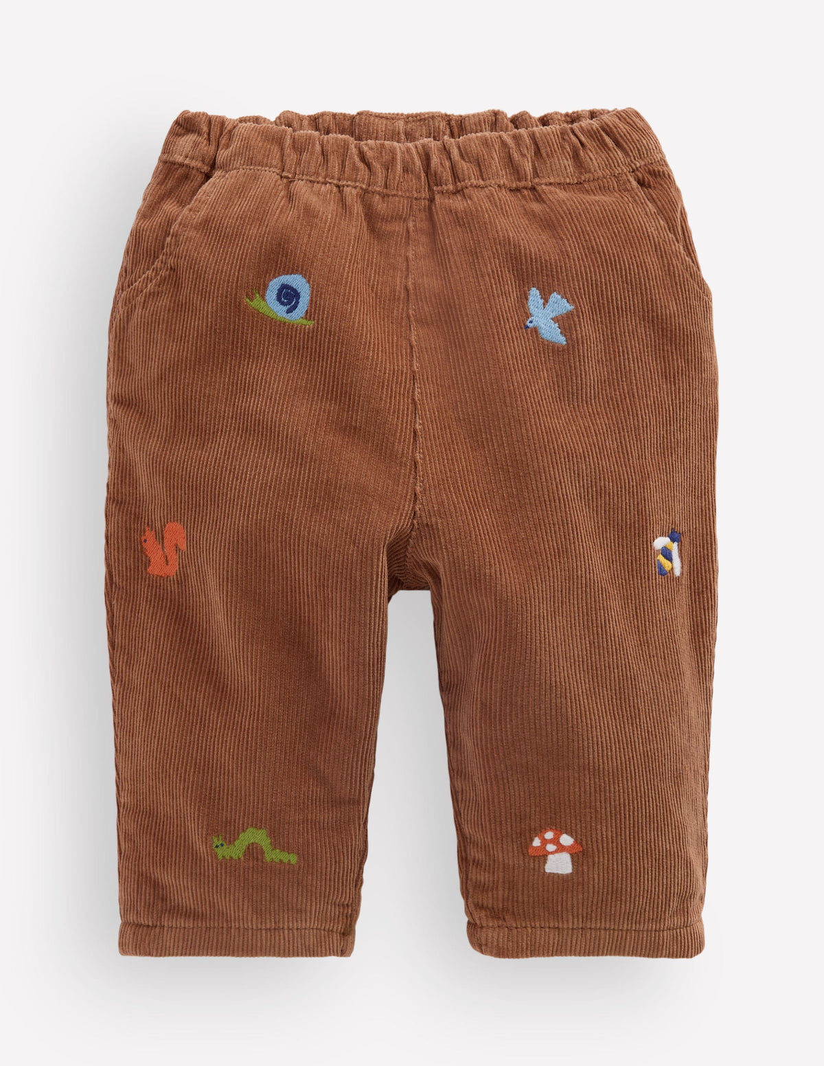 Cotton Cord Trousers-Embroidered Taupe-2