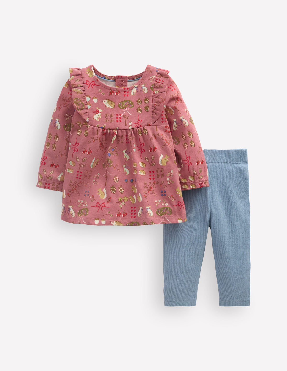 Jersey Tunic Set-Vintage Rose Woodland Friends-1