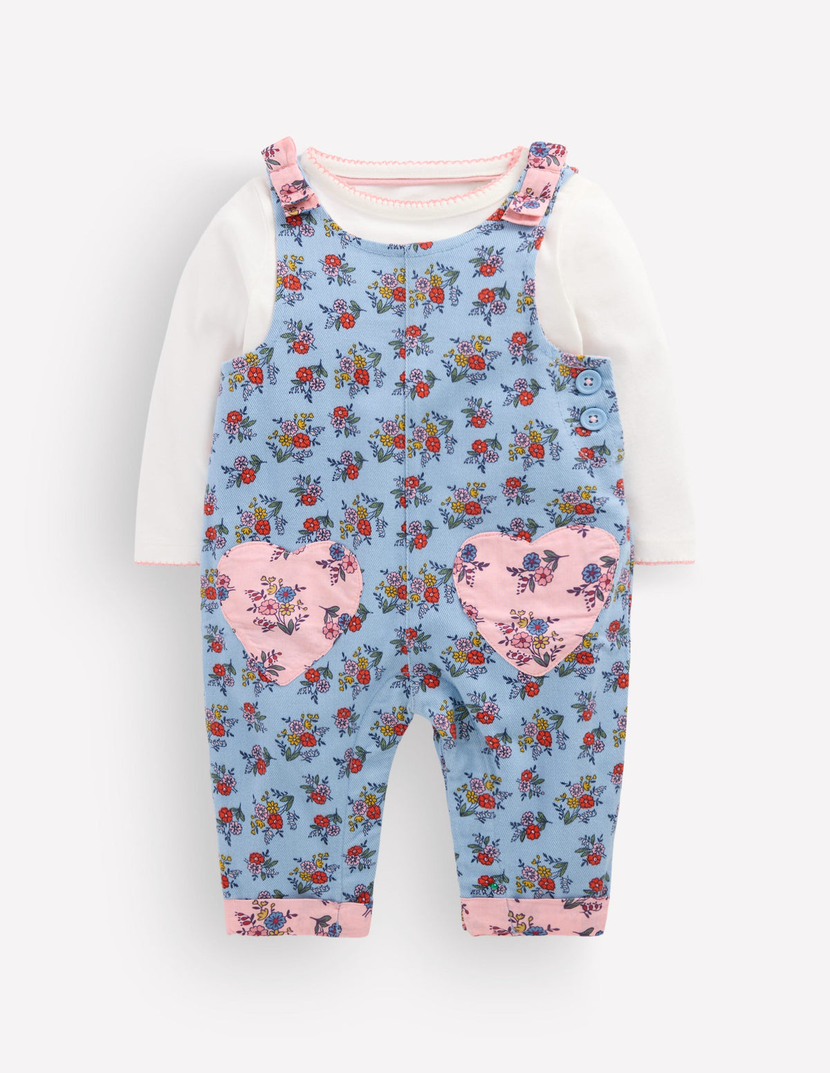 Woven Dungarees Set-Blue Sprouting Garden - Image 1