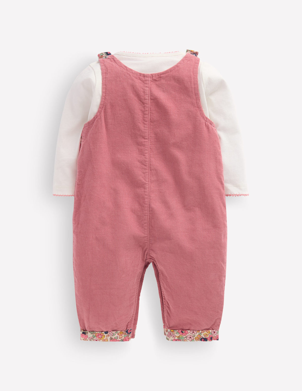 Woven Dungarees Set-Formica Pink Floral Embroidery - Image 2