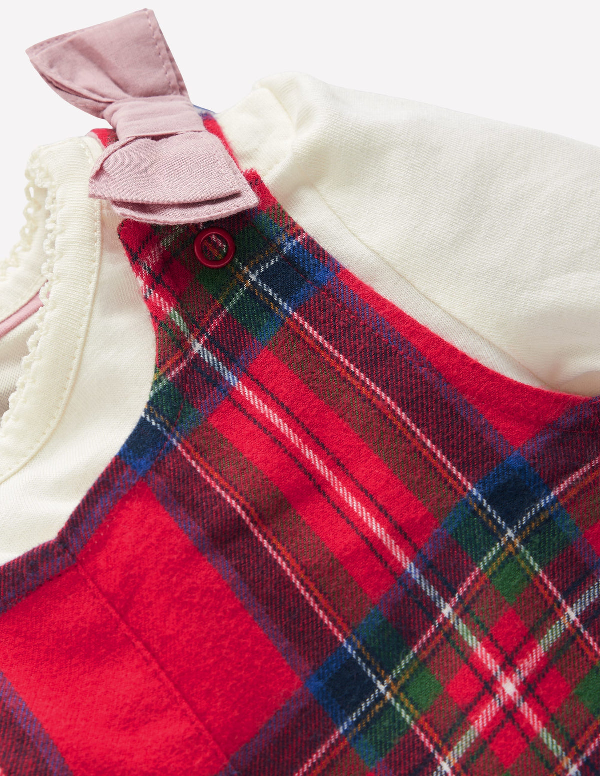 Woven Dungarees Set-Red Check - Image 2