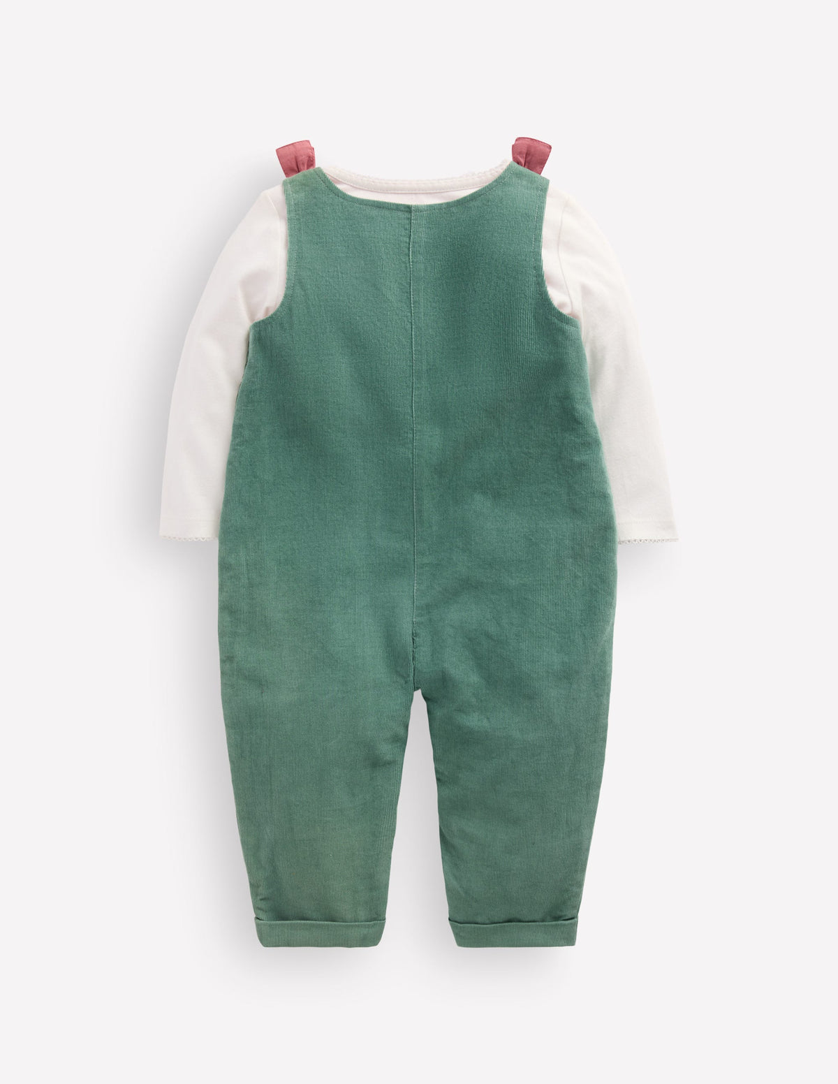 Woven Dungarees Set-Larch Green Festive Embroidery - Image 3