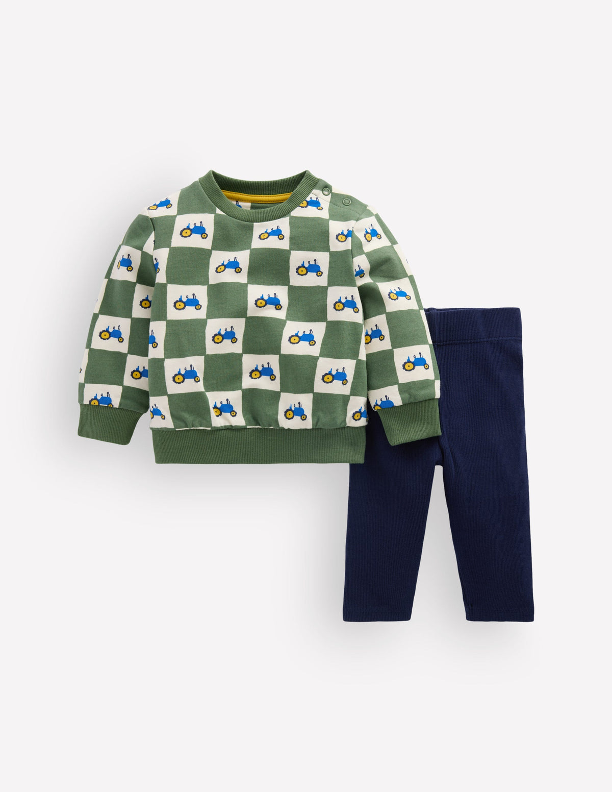 Sweatshirt & Legging Set-Green Check Tractors-2