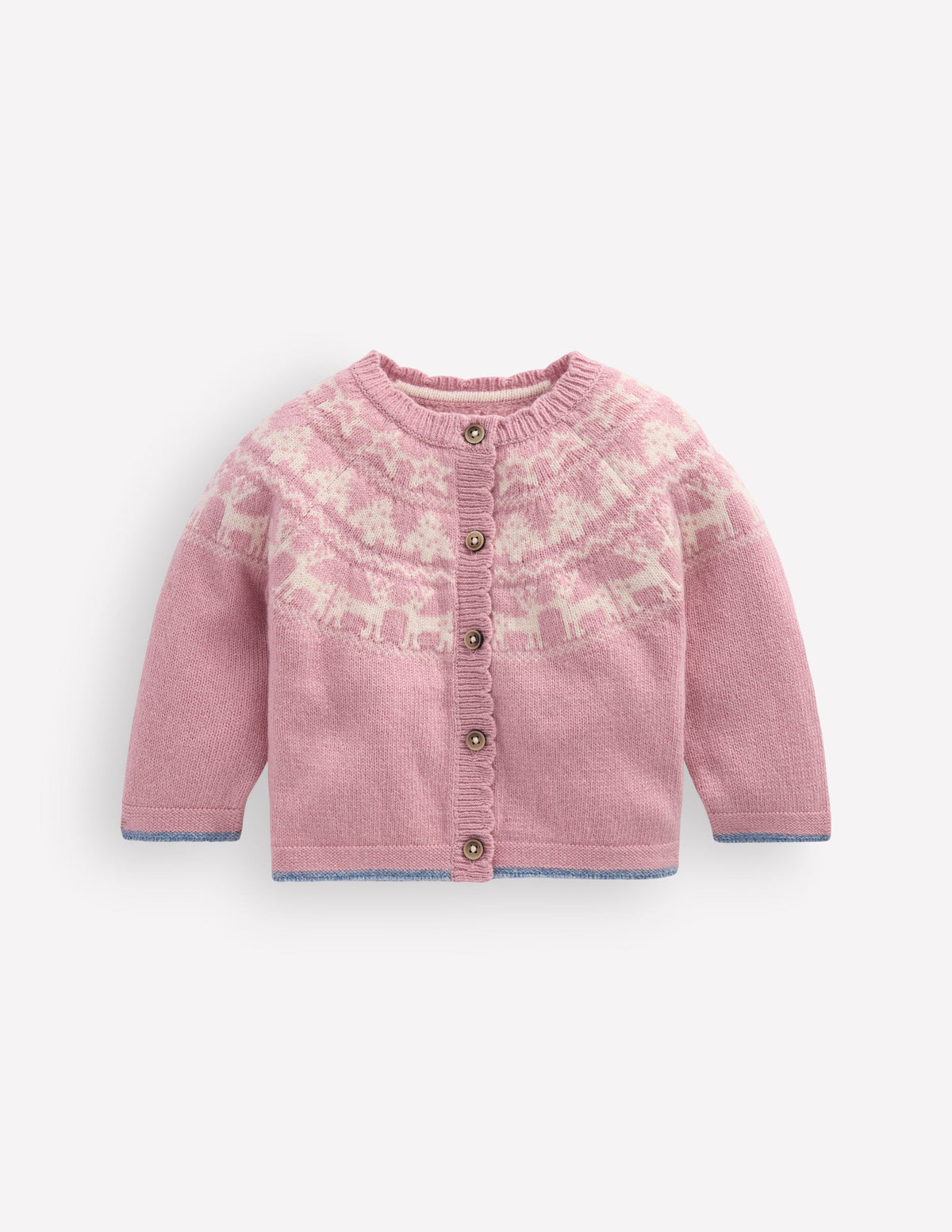 Fair Isle Cardigan-Vintage Pink Marl Festive - Image 1