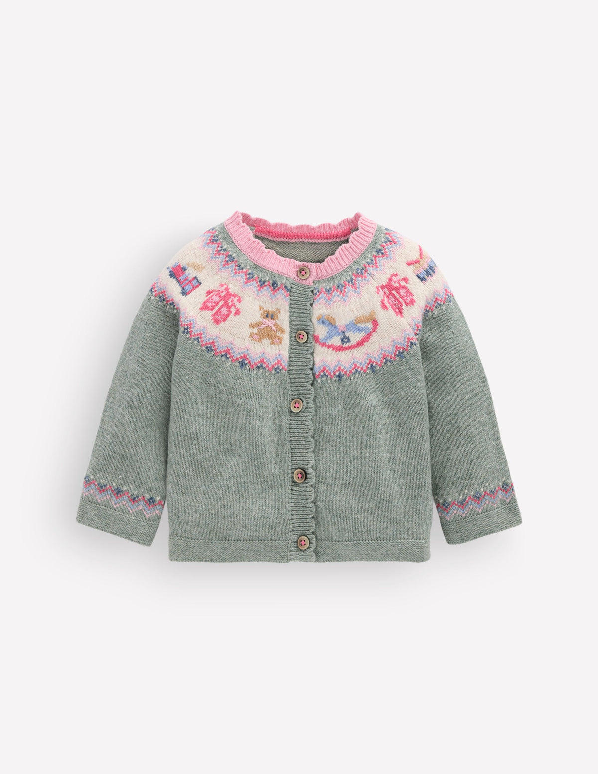 Fair Isle Cardigan-Csarite Green Polar Post - Image 1