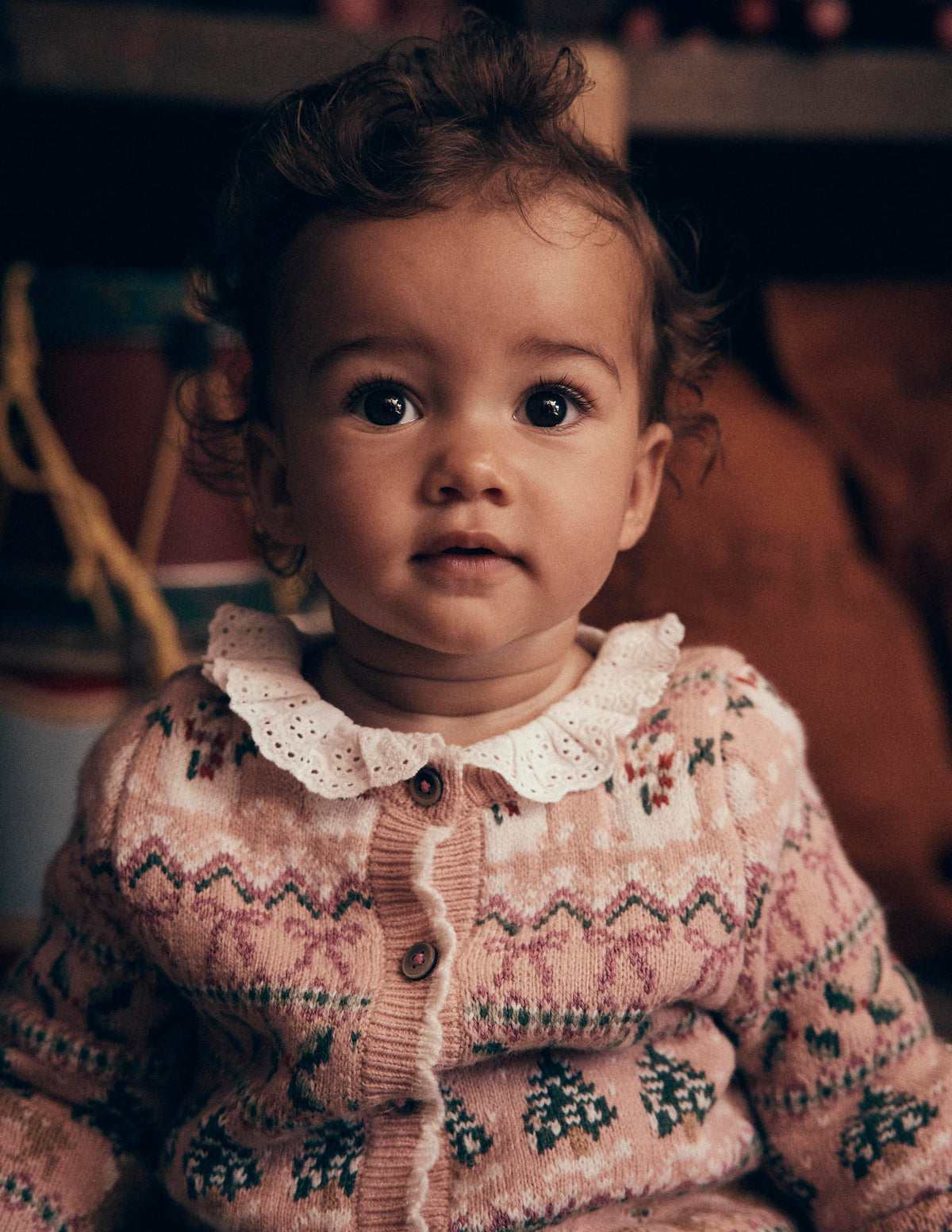 Fair Isle Cardigan-Vintage Pink Festive Fair Isle - Image 4