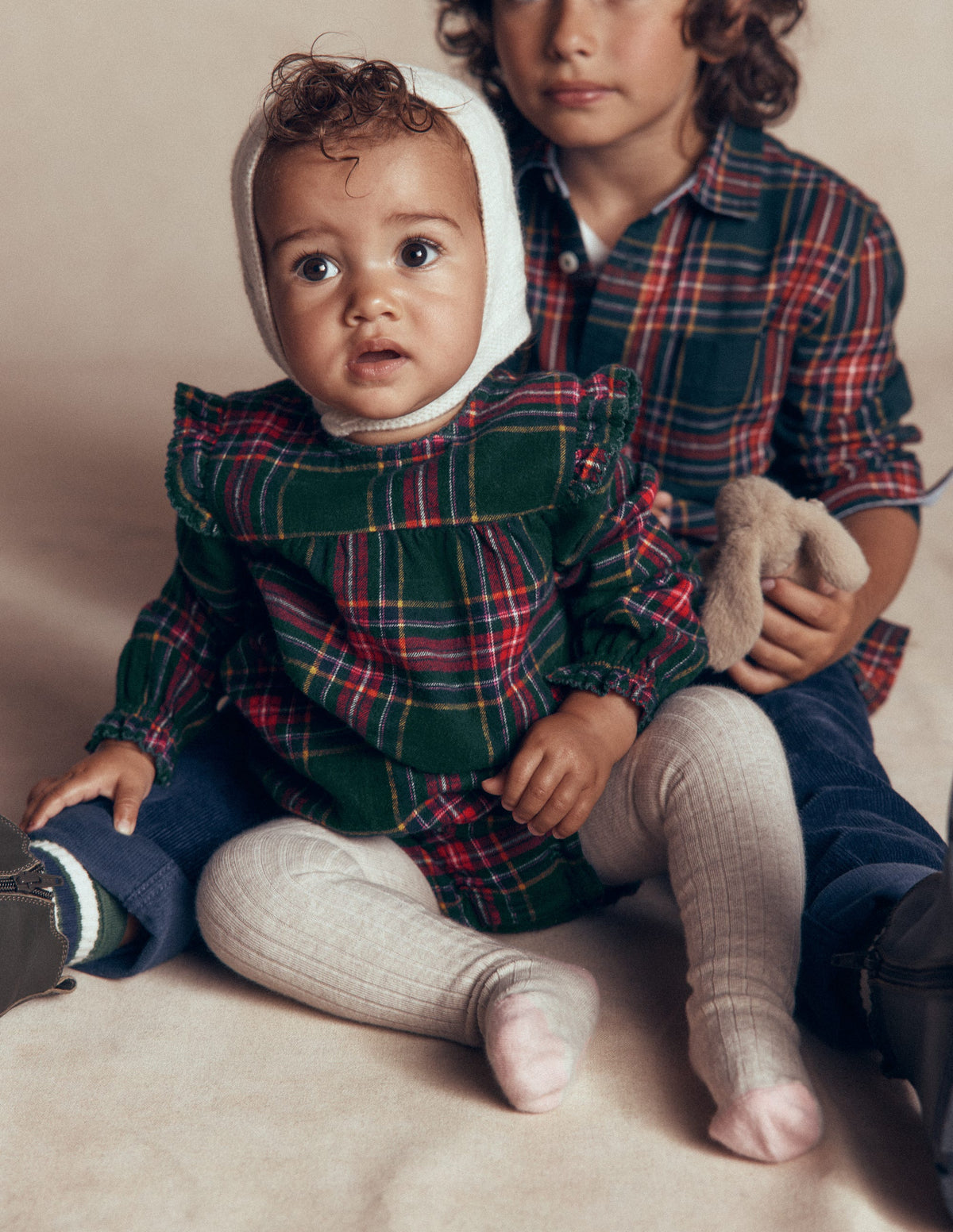 Woven Bubble Romper-Green/Red Check-4