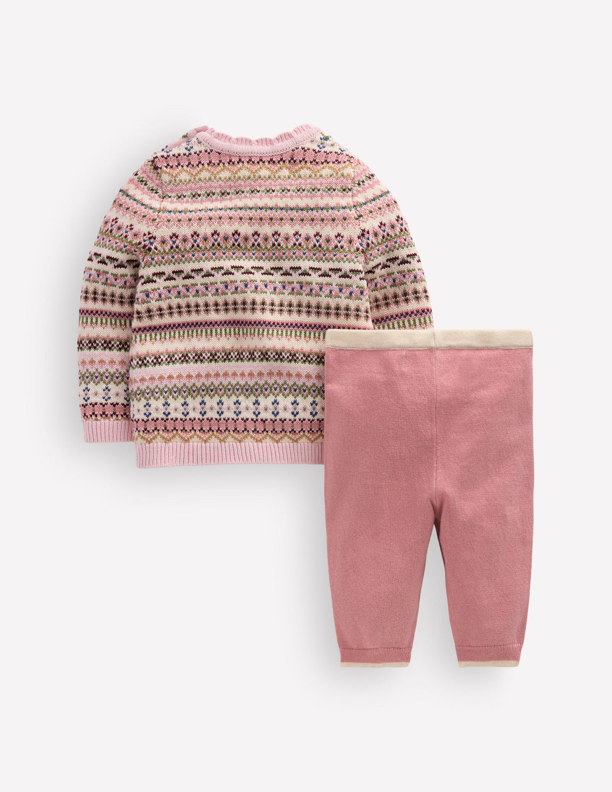 Fair Isle Knitted Jumper Set-Pink Heather - Image 5