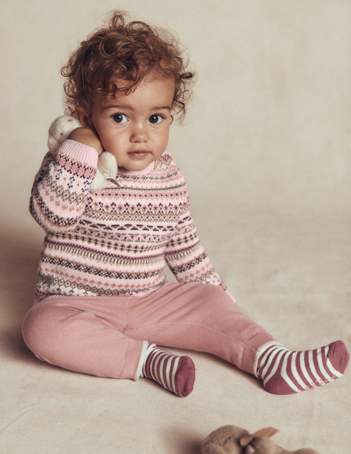 Fair Isle Knitted Jumper Set-Pink Heather - Image 2