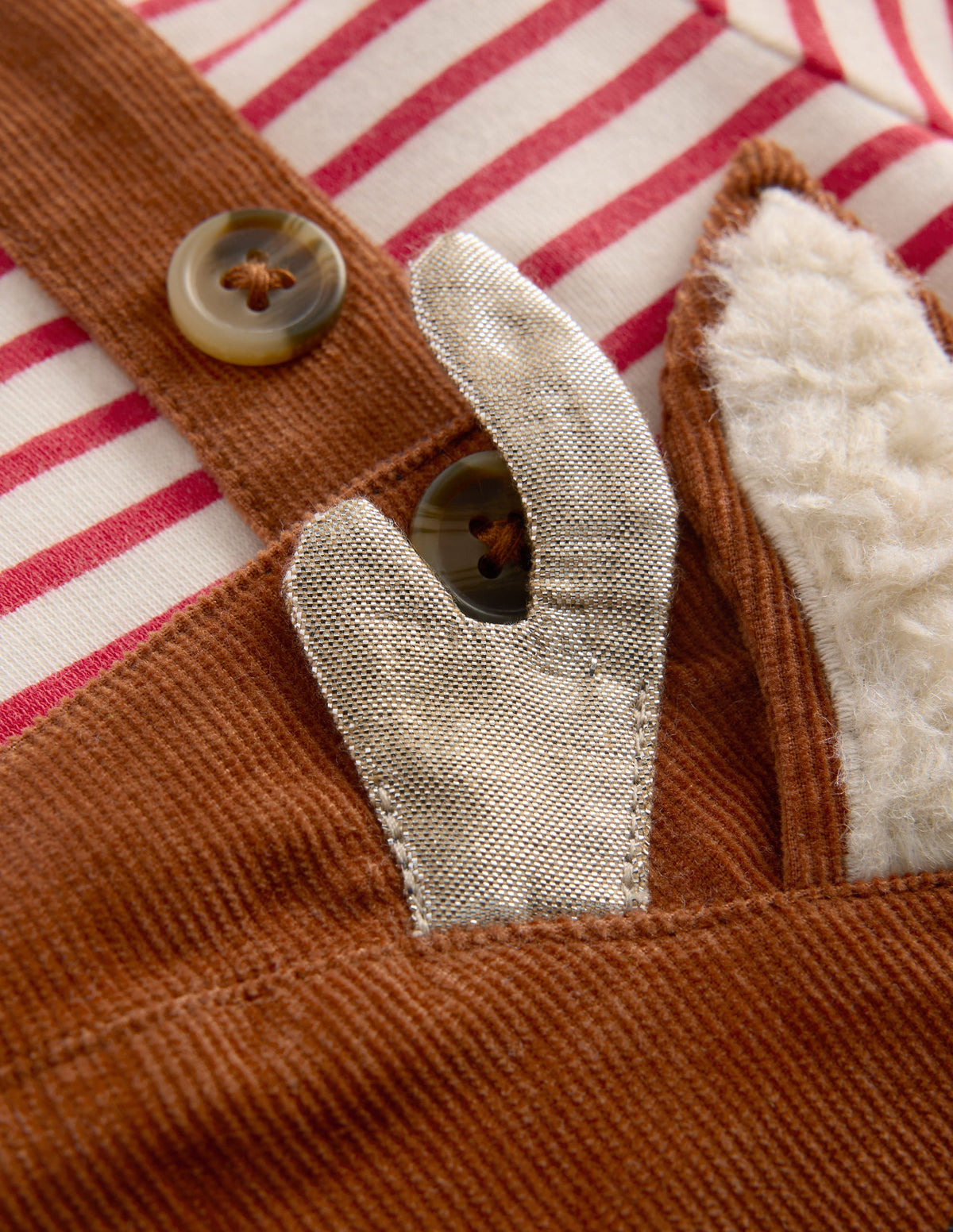 Novelty Cord Dungaree Set-Brown Reindeer - Image 2
