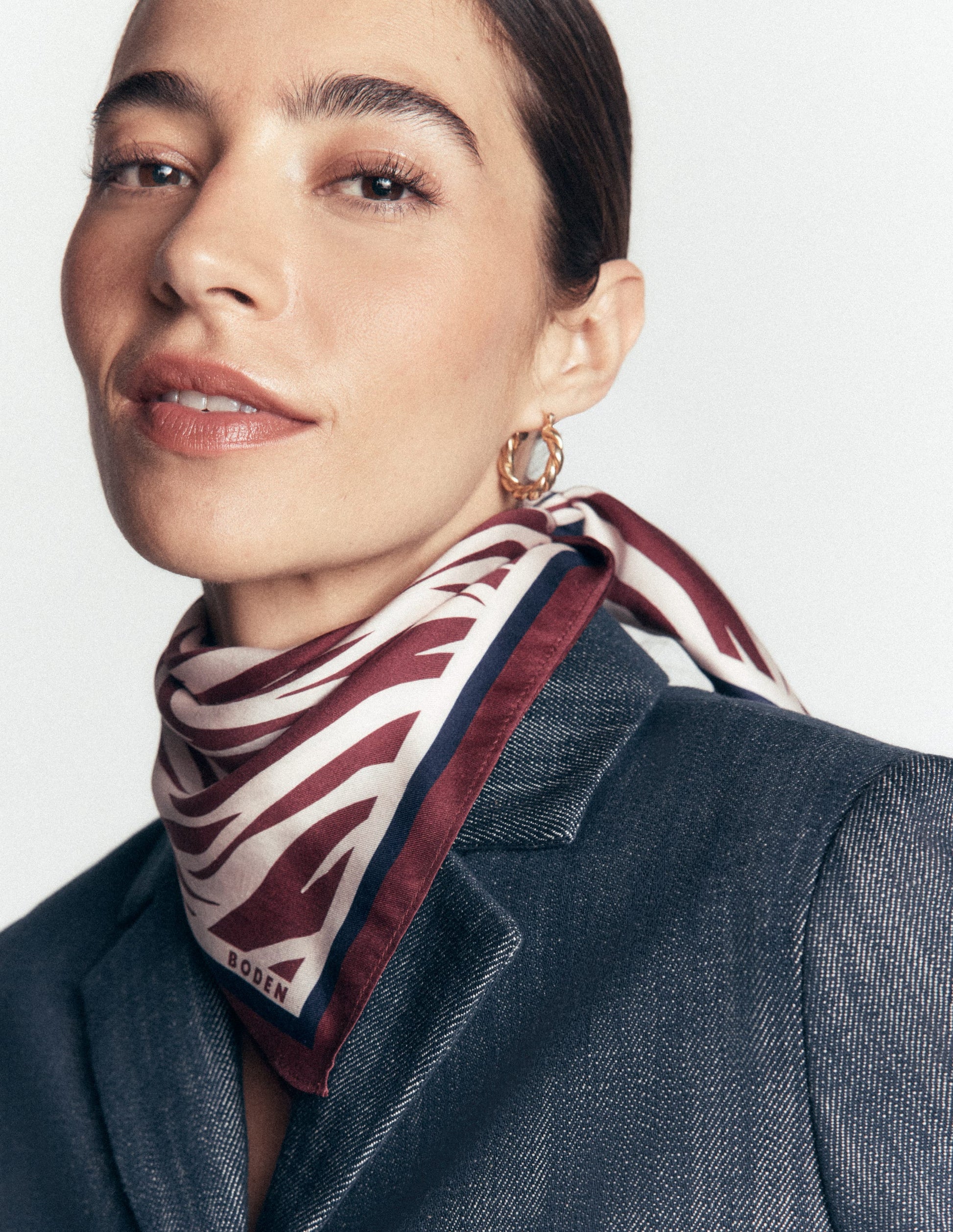 Elisabeth Silk Square Scarf-Chestnut, Zebra Swirl-1