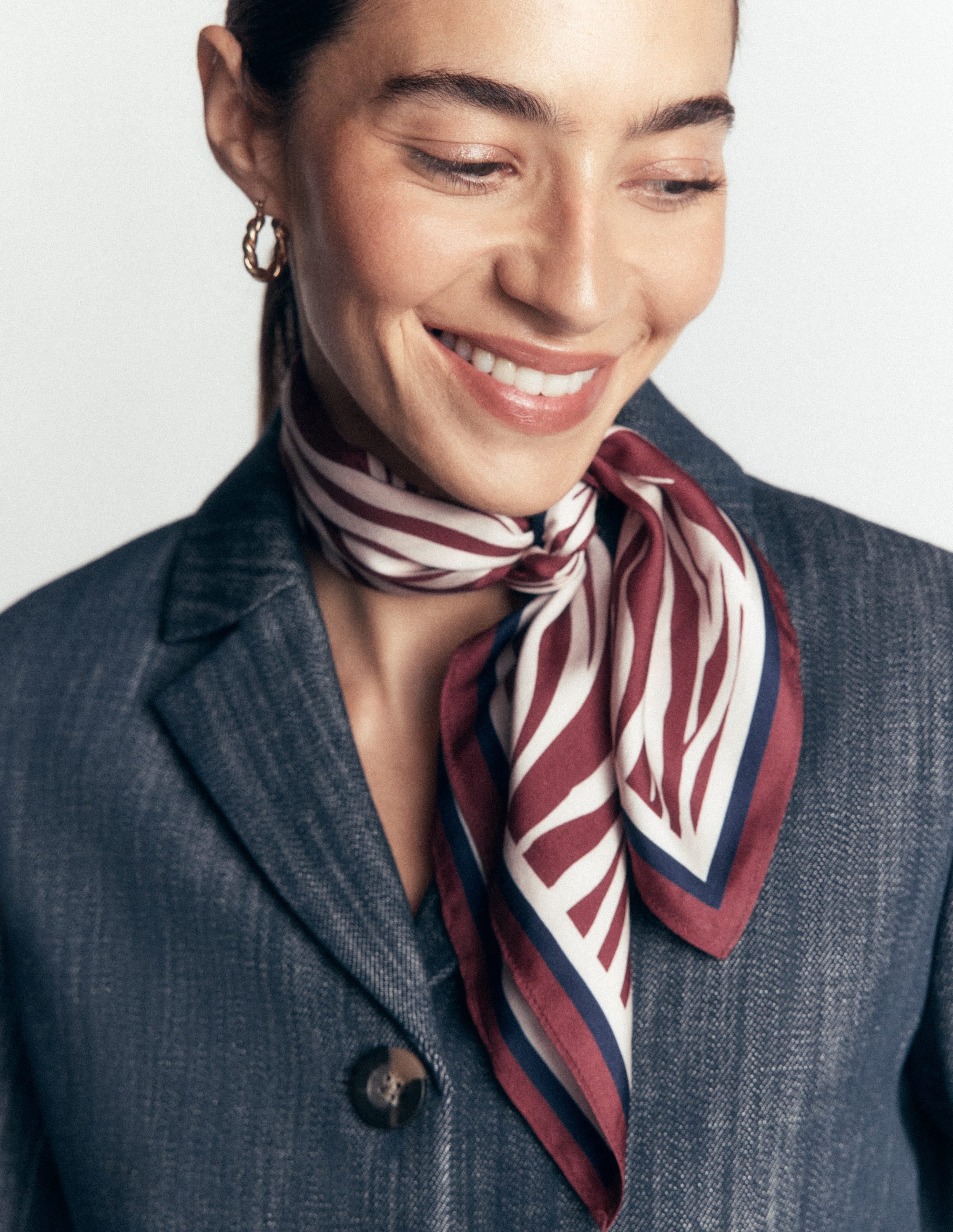 Elisabeth Silk Square Scarf-Chestnut, Zebra Swirl - Image 2
