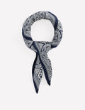 Elisabeth Silk Square Scarf-French Navy, Ornate Gardenia