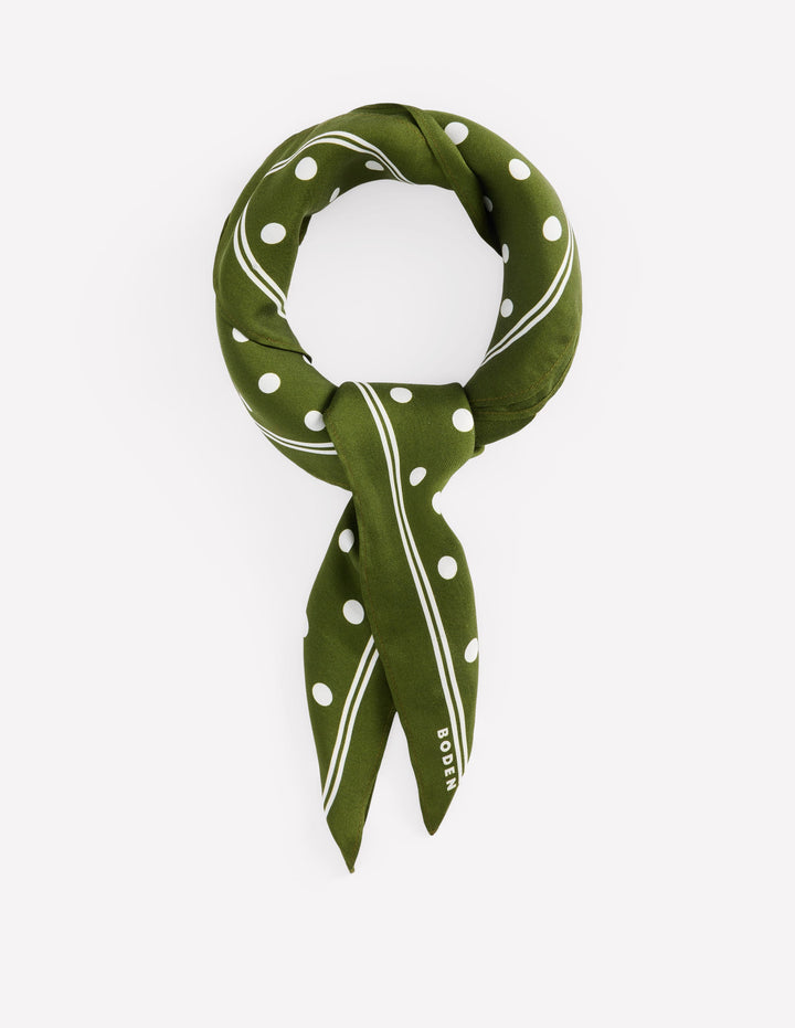 Elisabeth Silk Square Scarf-Chive, Spot