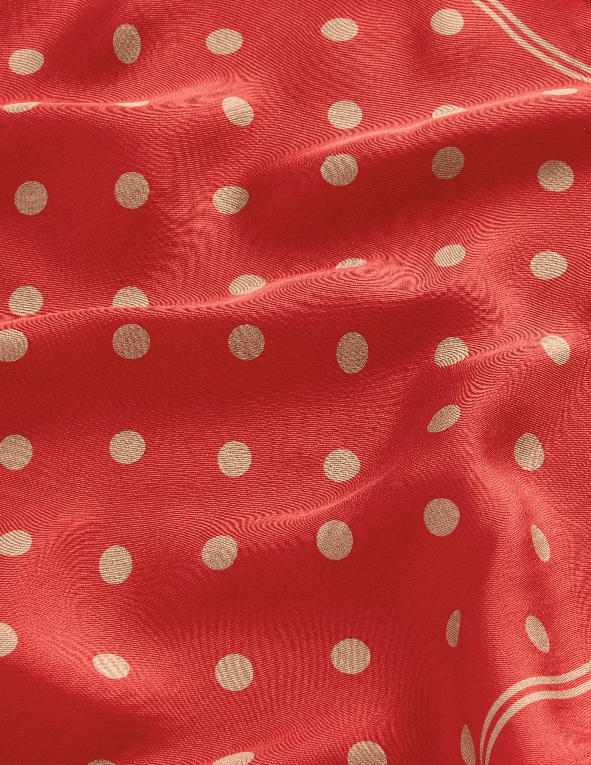 Elisabeth Silk Square Scarf-Red, Camel Spot - Image 3