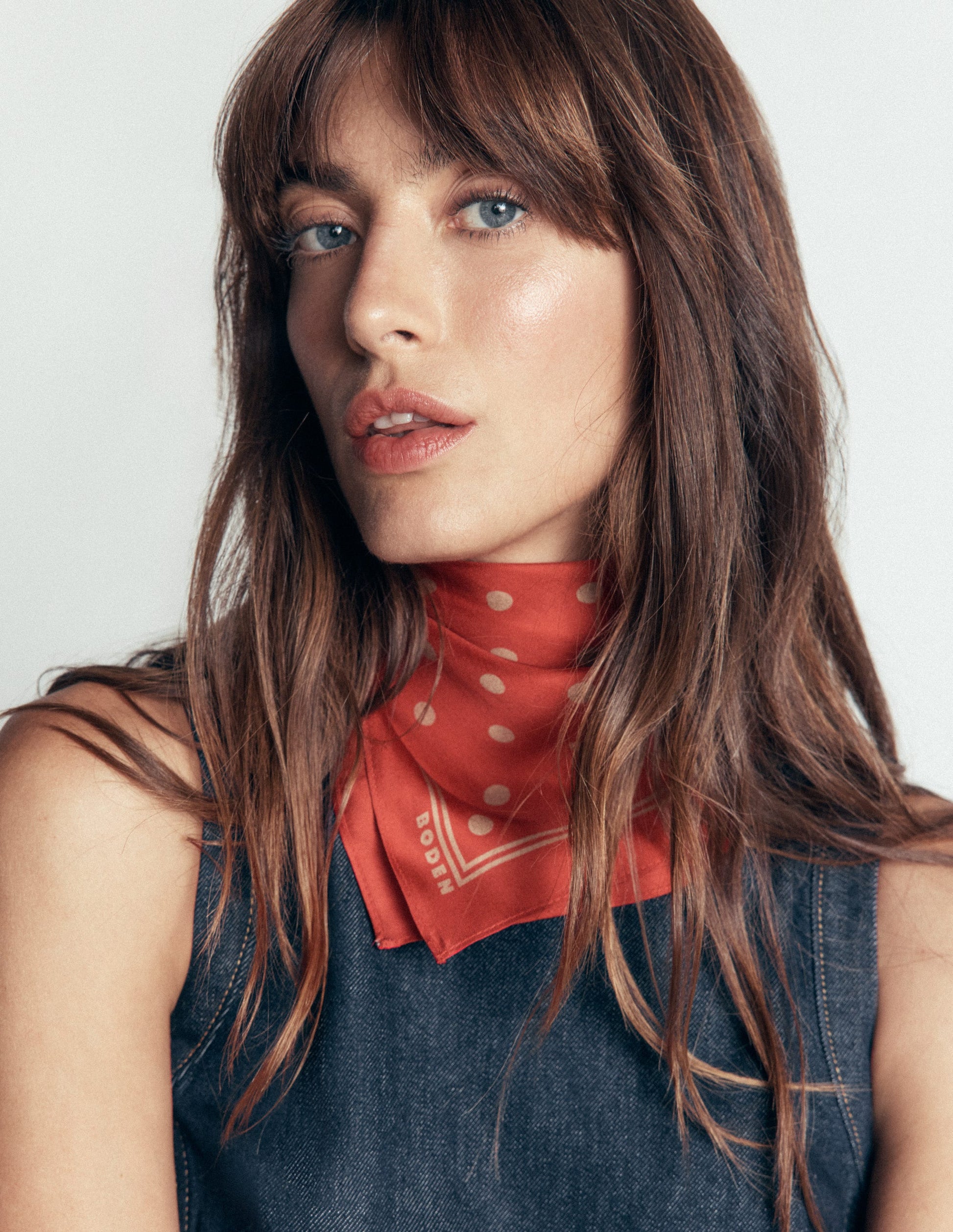 Elisabeth Silk Square Scarf-Red, Camel Spot-2