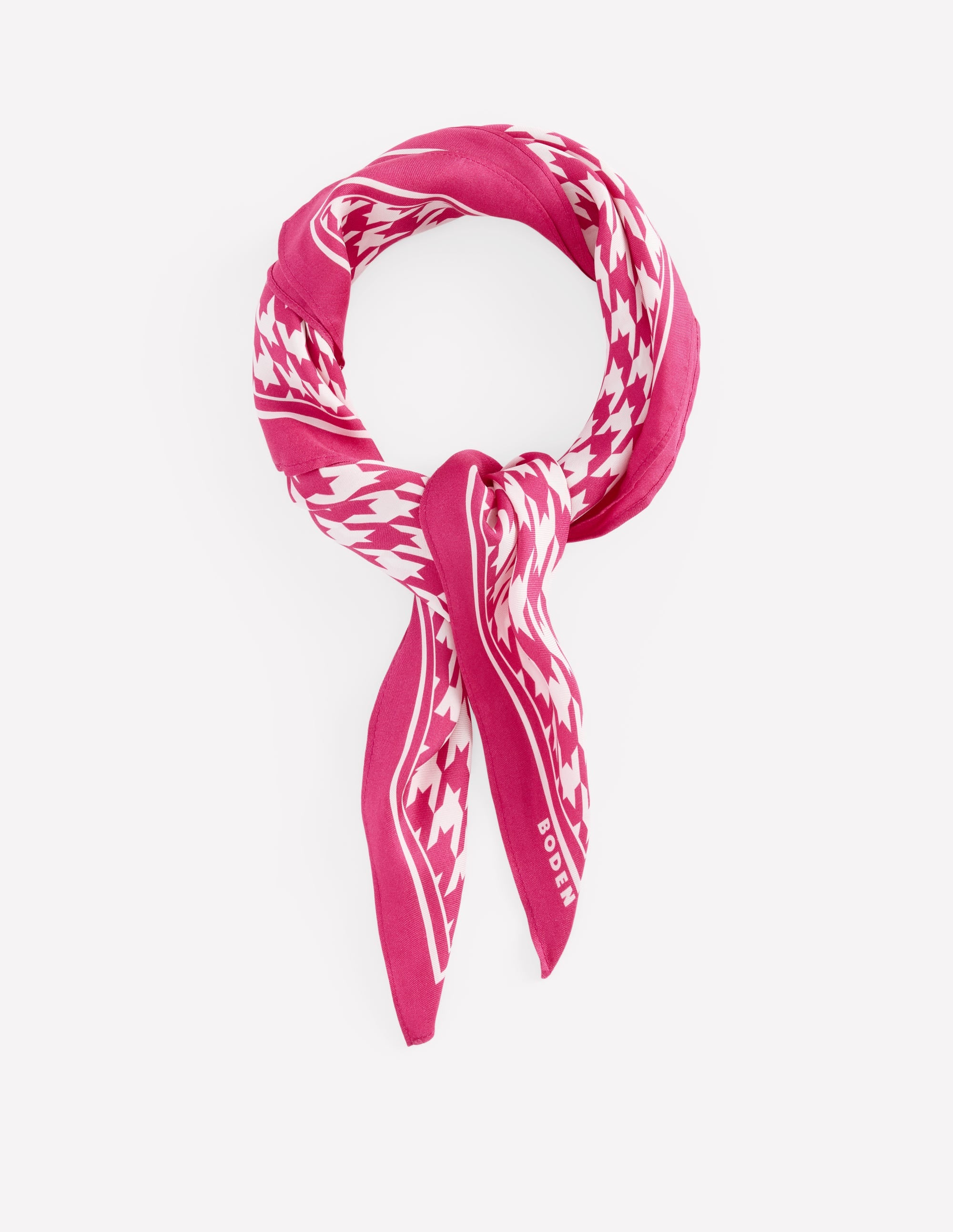 Elisabeth Silk Square Scarf-Pink Peony, Houndstooth - Image 1
