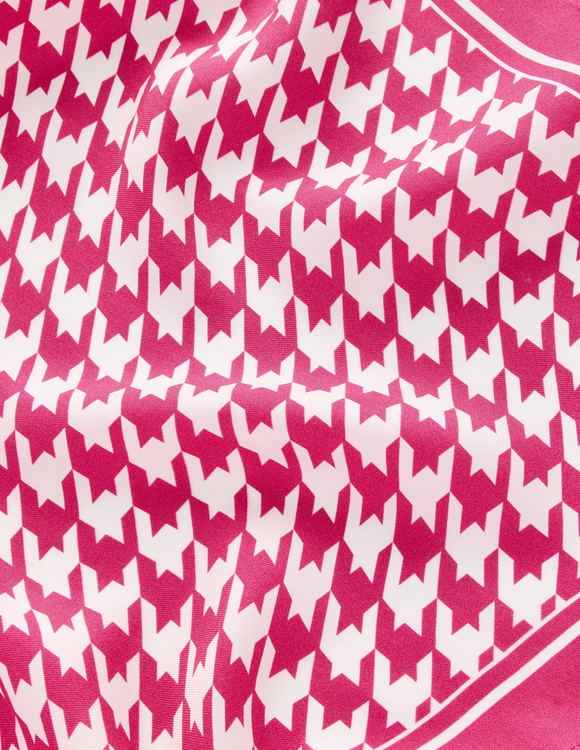 Elisabeth Silk Square Scarf-Pink Peony, Houndstooth - Image 4