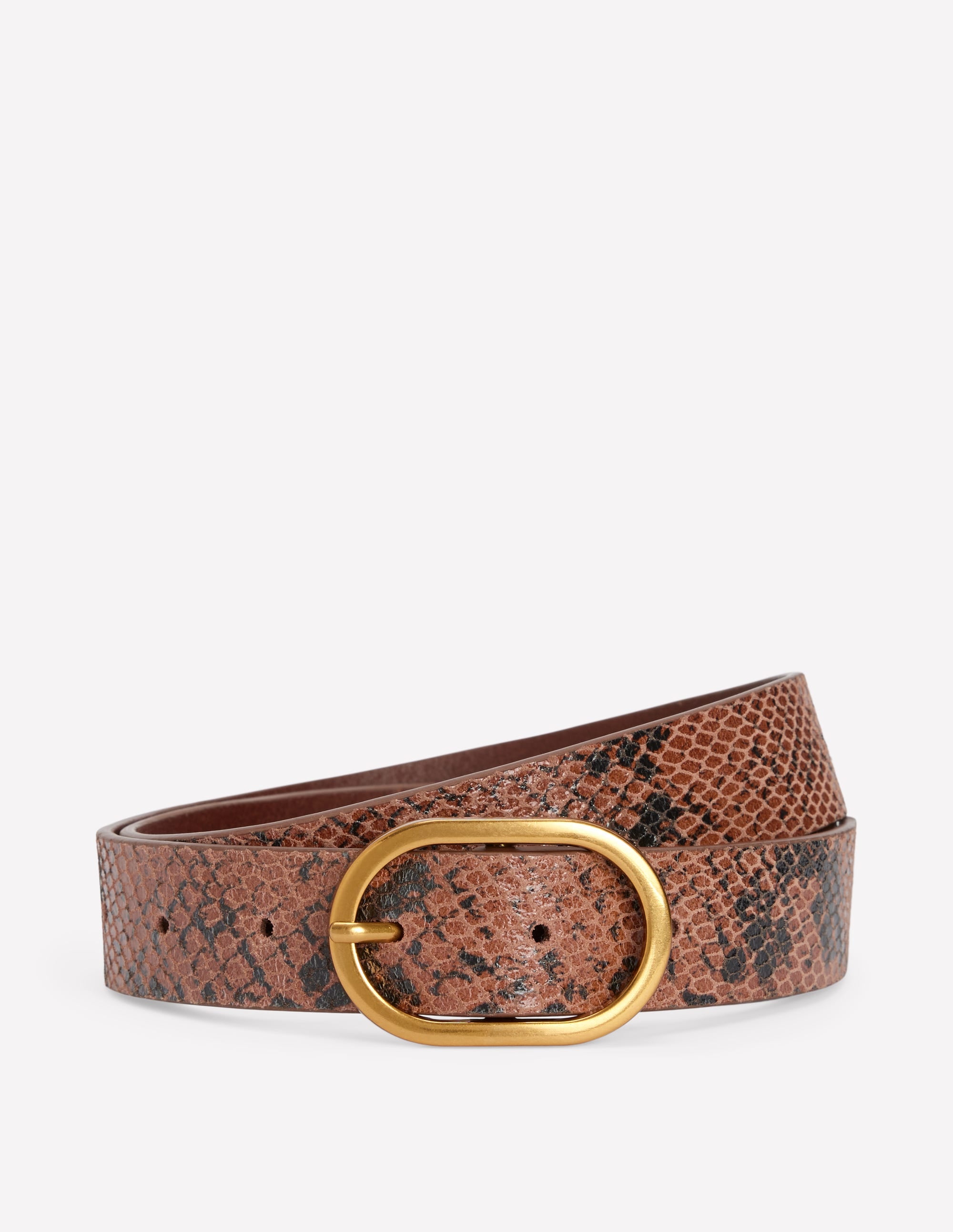 Classic Leather Belt-Brown Snake Print - Image 1