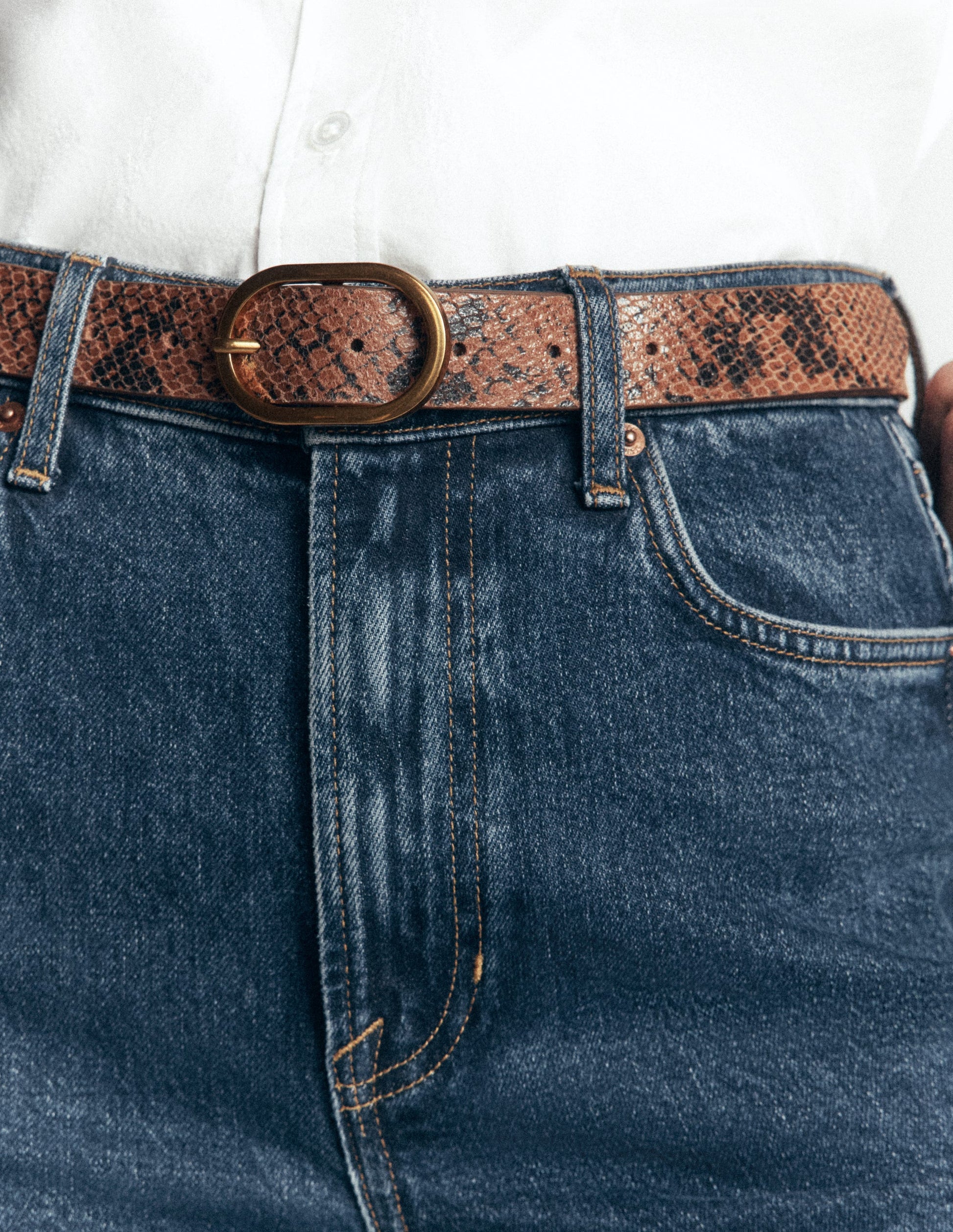 Classic Leather Belt-Brown Snake Print-2