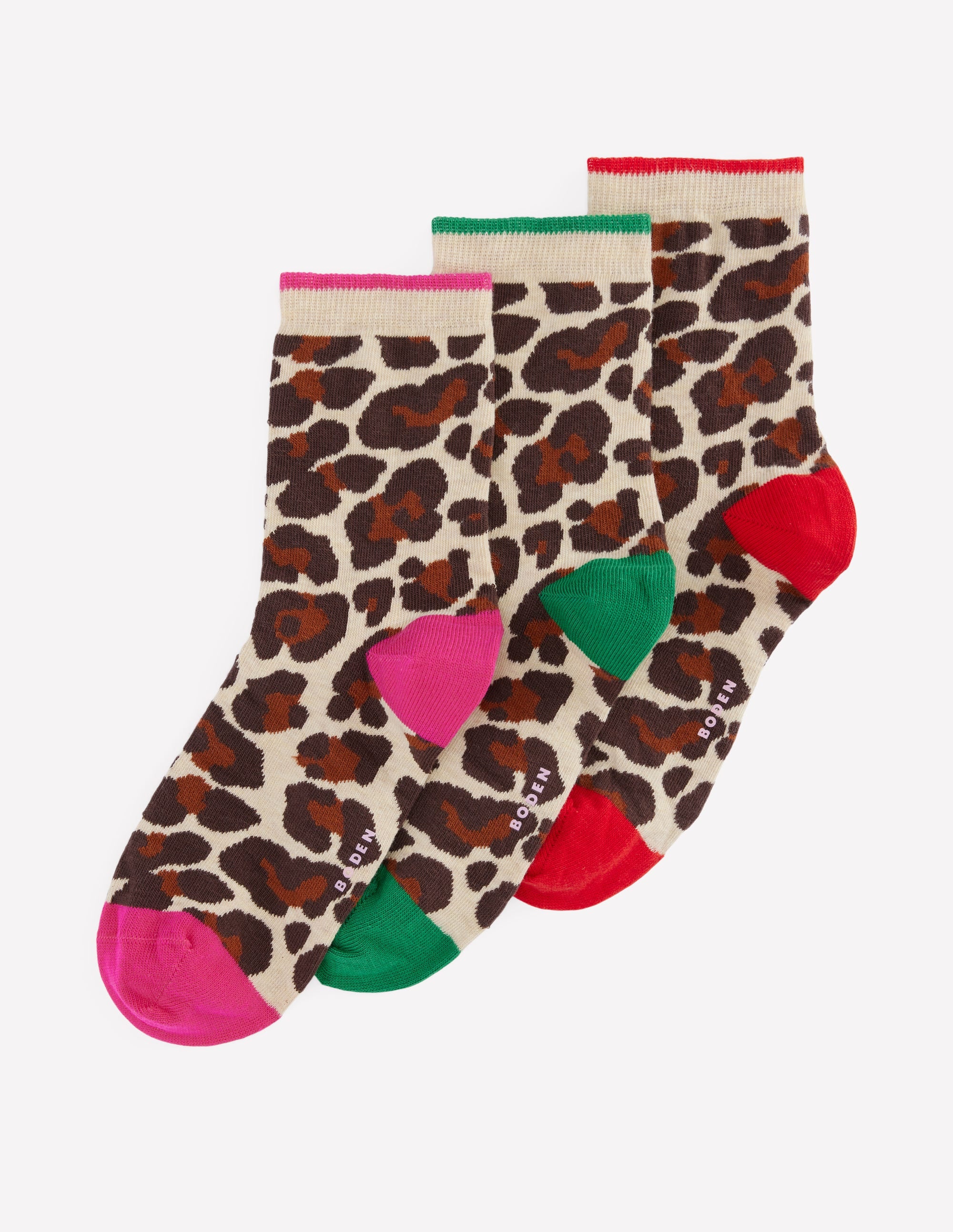 3 Pack Novelty Socks-Leopard Multi - Image 2