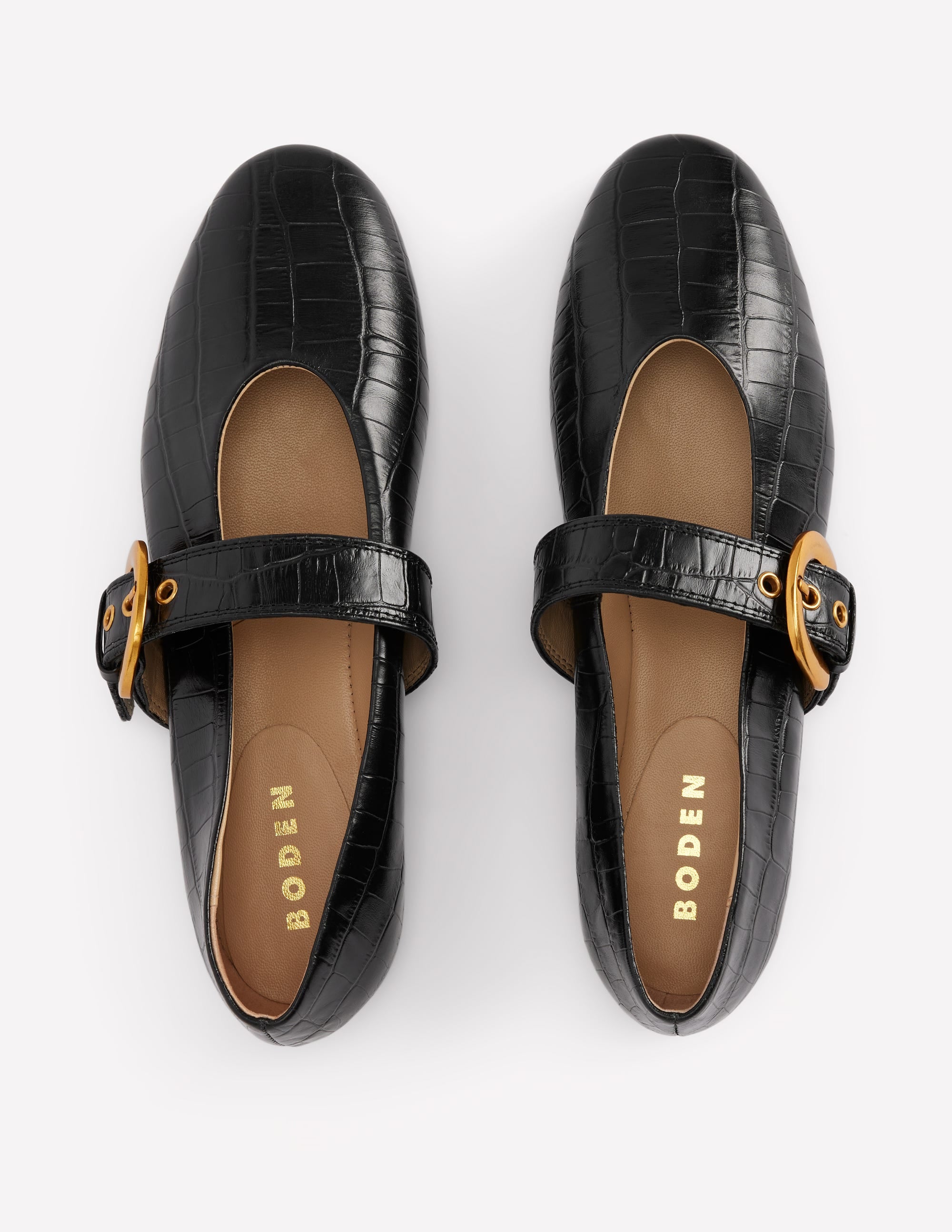 Kylie Flat Buckle Mary Janes-Black Croc Embossed - Image 6
