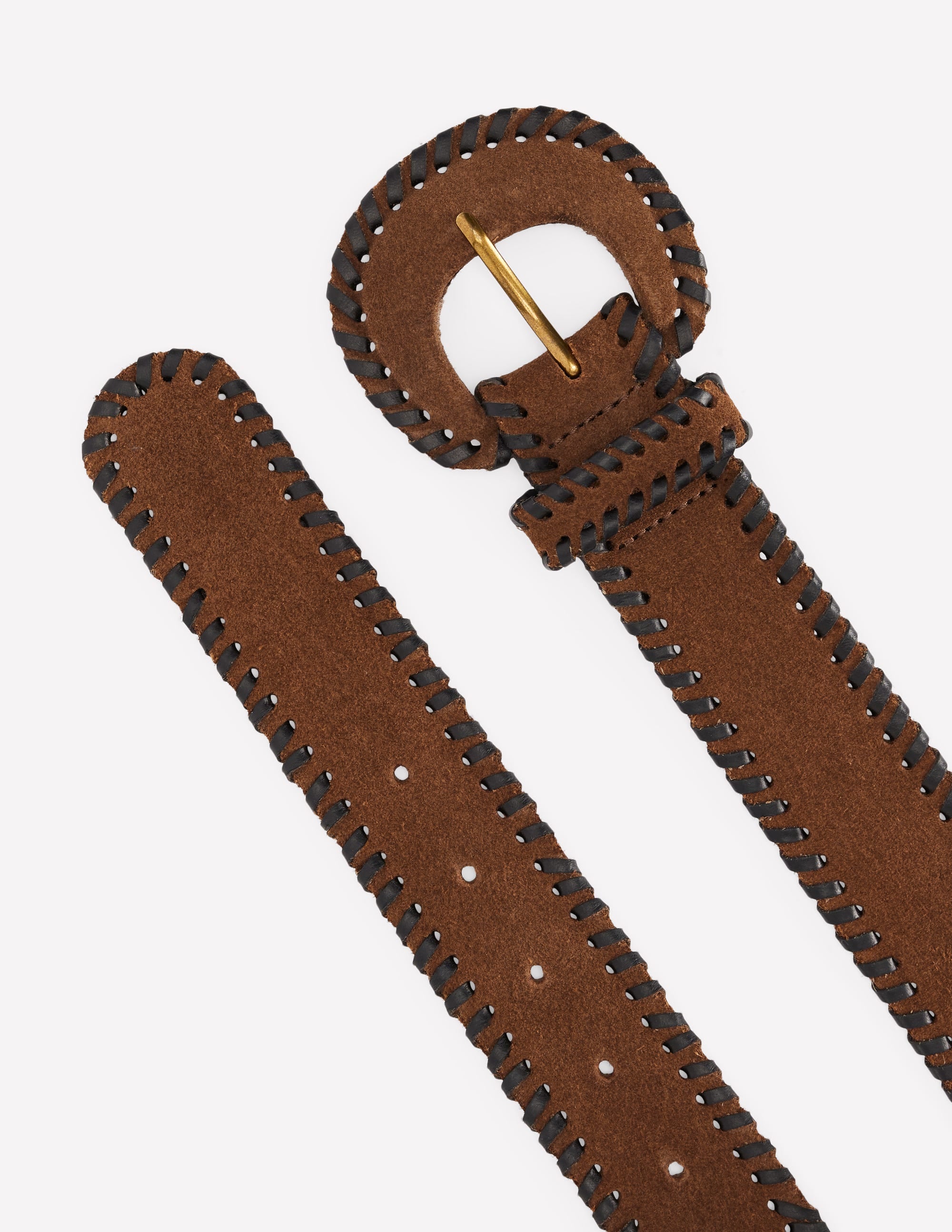 Covered Whipstitch Belt-Raw Umber/Black - Image 3