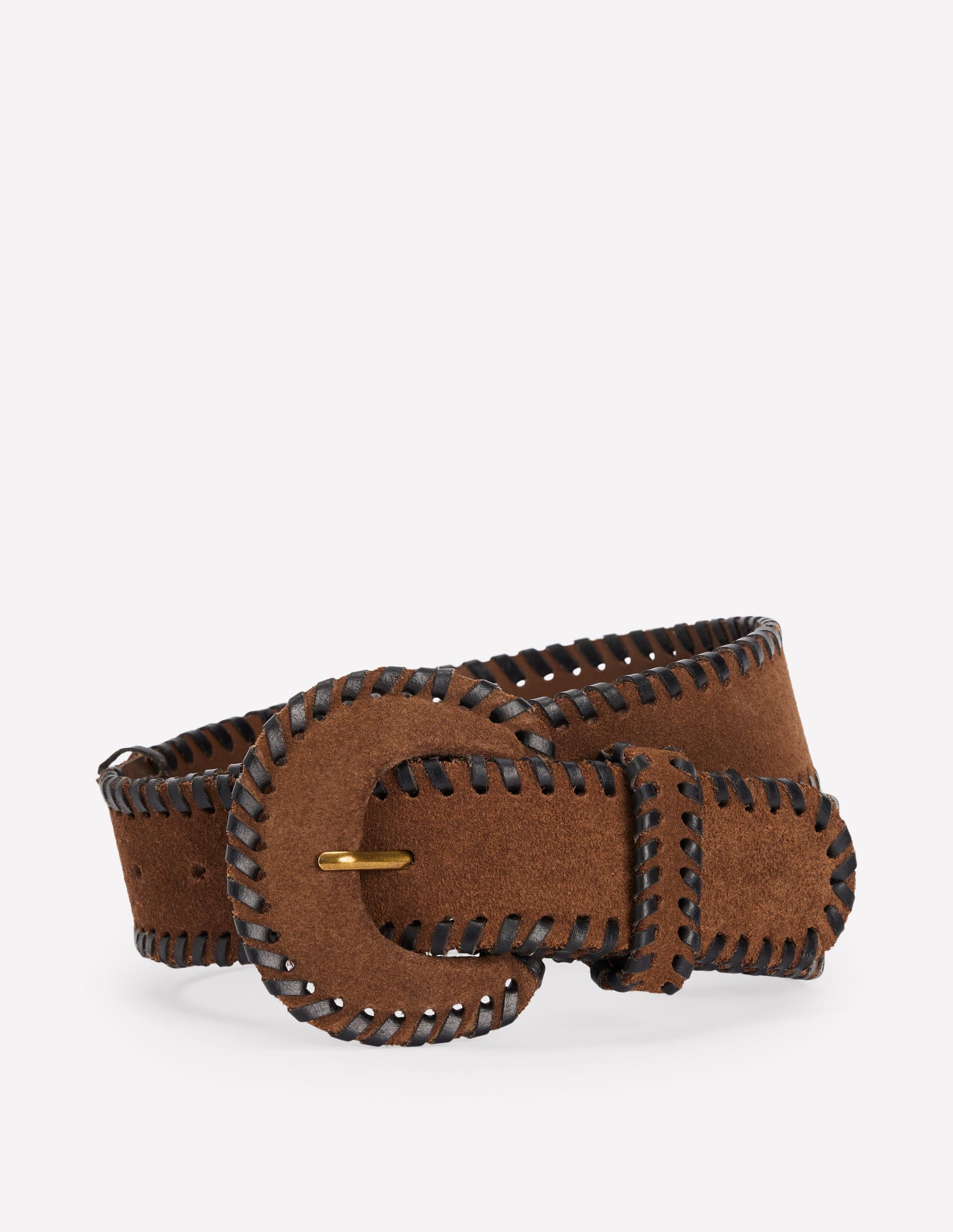 Covered Whipstitch Belt-Raw Umber/Black-2