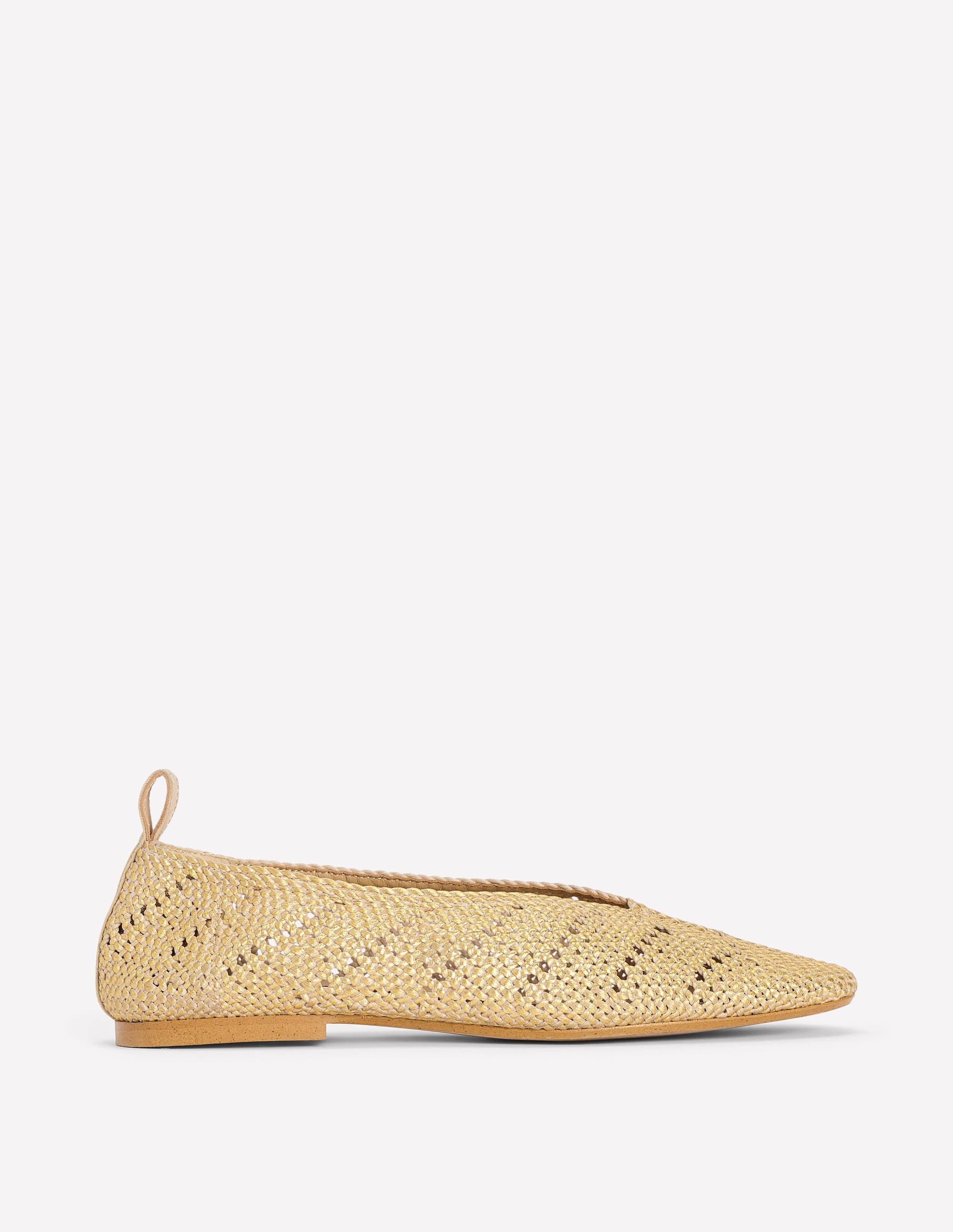 Knitted Ballet Flats-Gold Metallic - Image 2