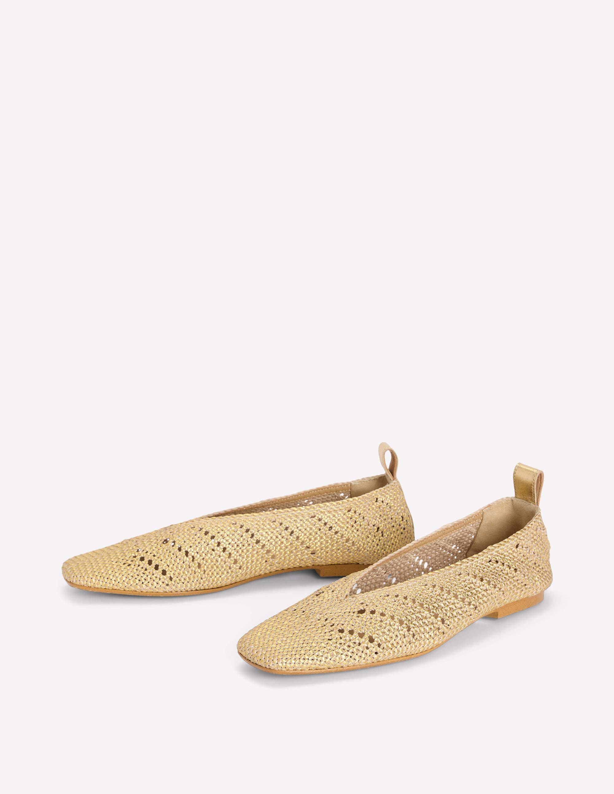 Knitted Ballet Flats-Gold Metallic - Image 3