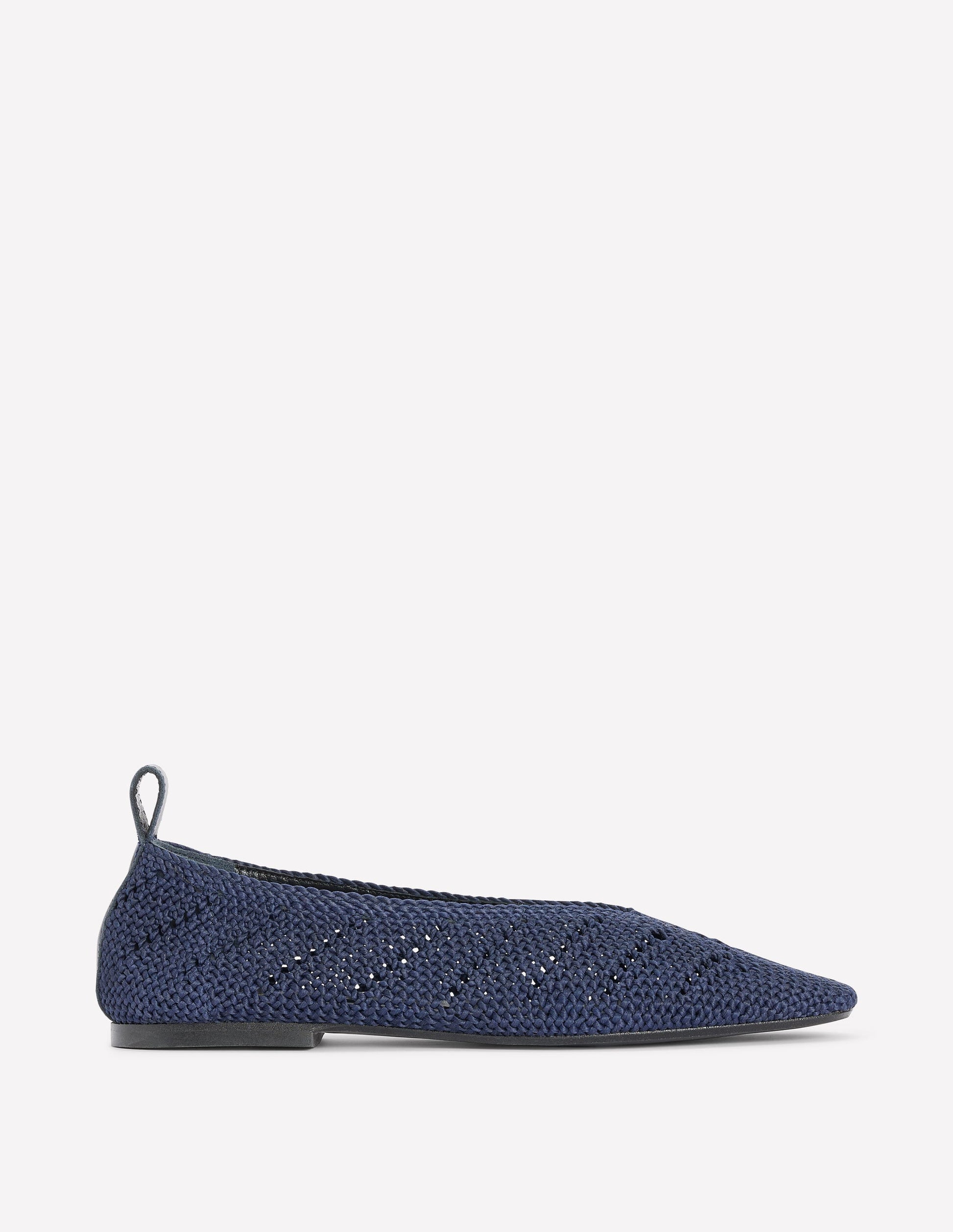 Knitted Ballet Flats-Navy-2