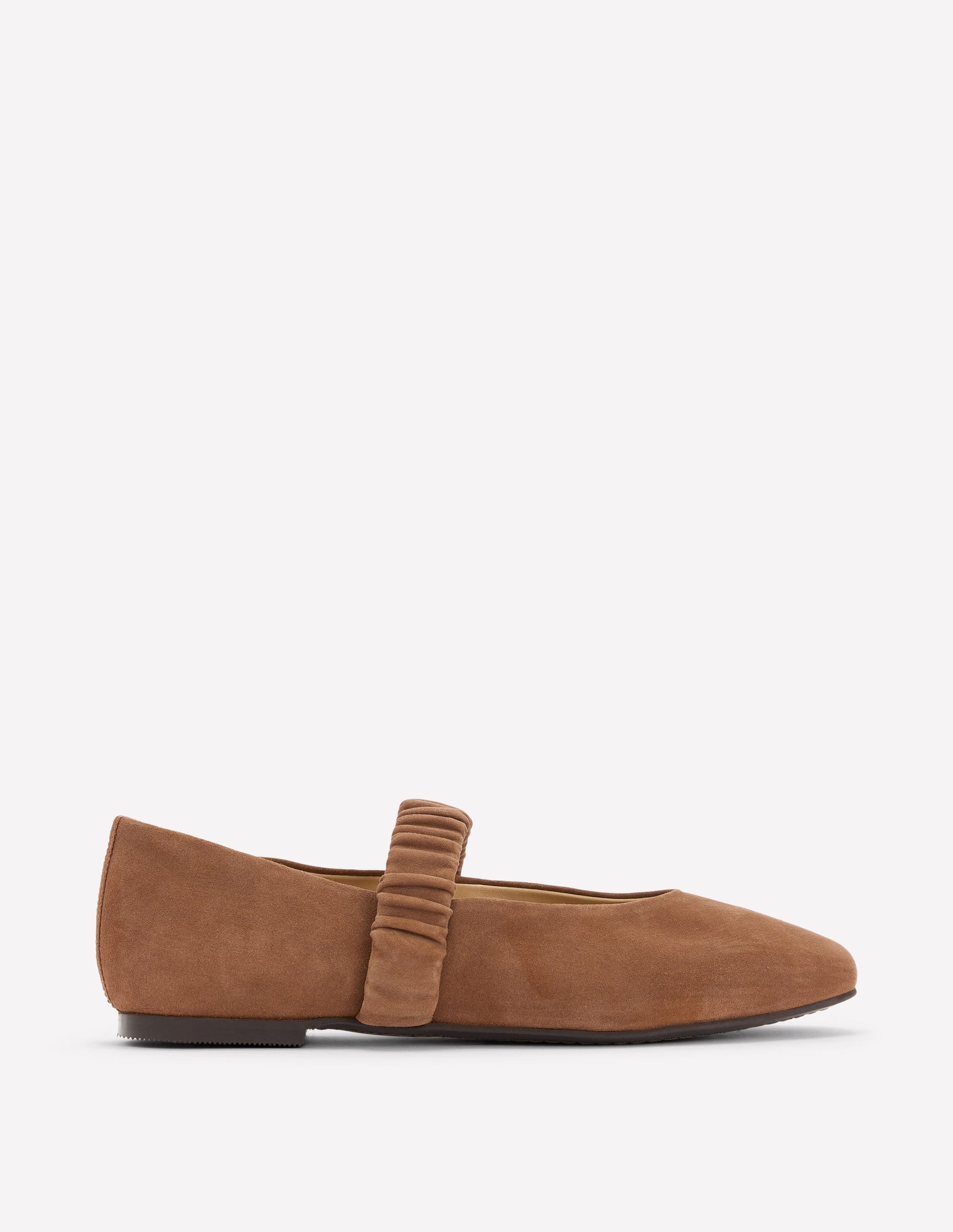 Camilla Ruched Ballet Flats-Raw Umber Suede-2