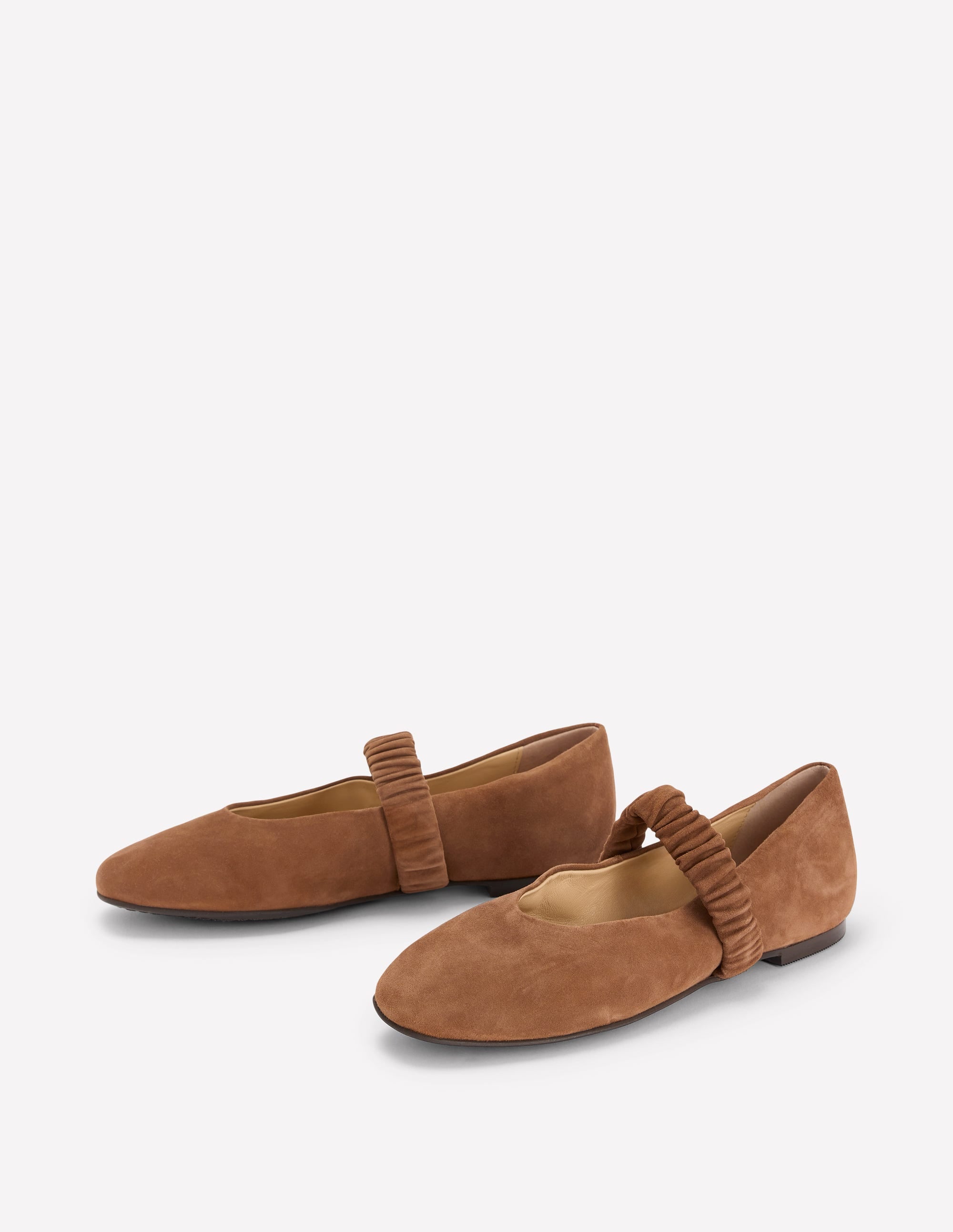 Camilla Ruched Ballet Flats-Raw Umber Suede - Image 3