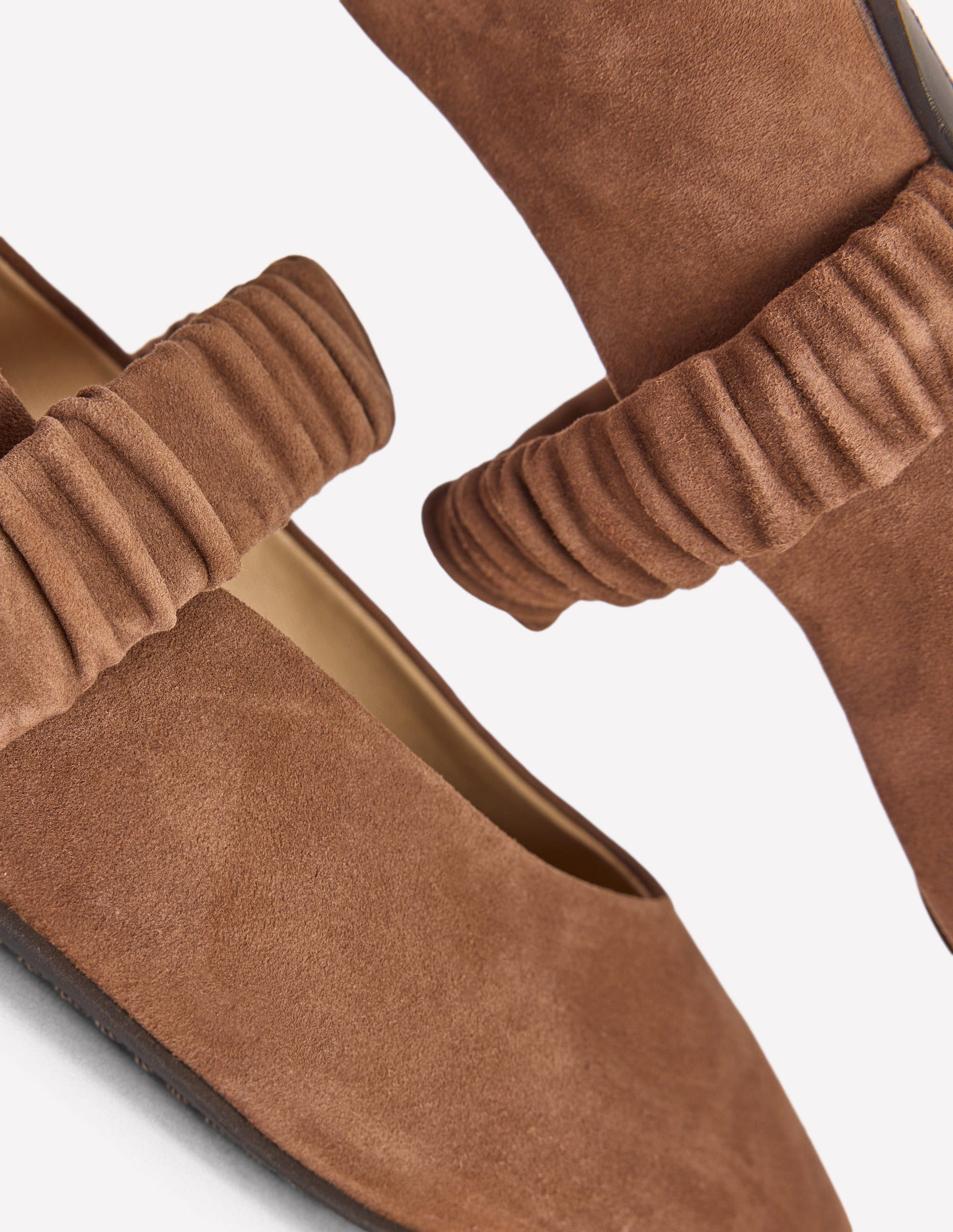 Camilla Ruched Ballet Flats-Raw Umber Suede-4