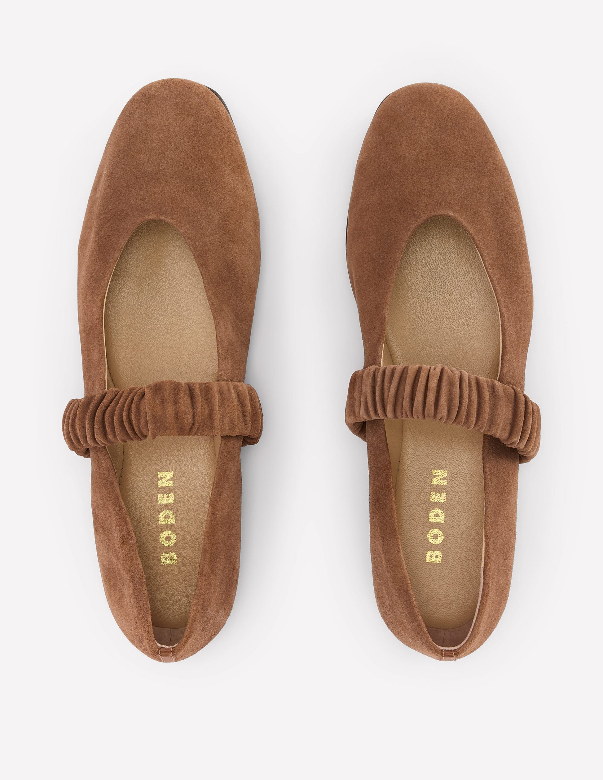 Camilla Ruched Ballet Flats-Raw Umber Suede-5