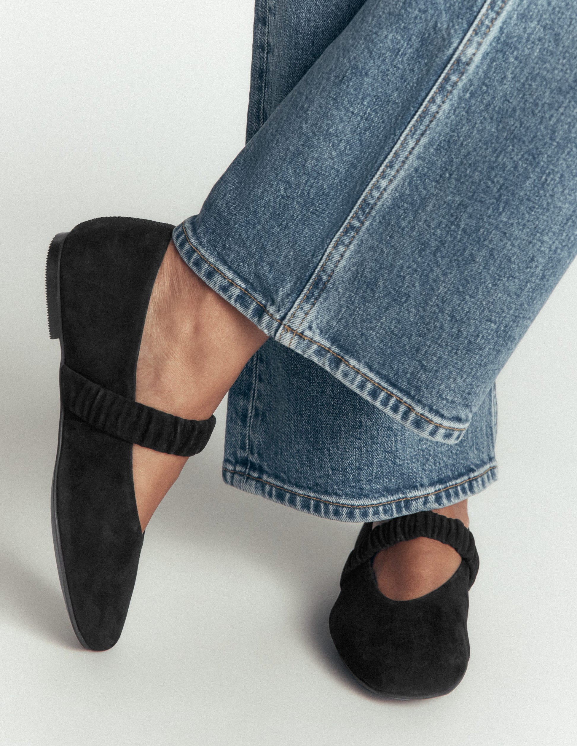 Camilla Ruched Ballet Flats-Black-2