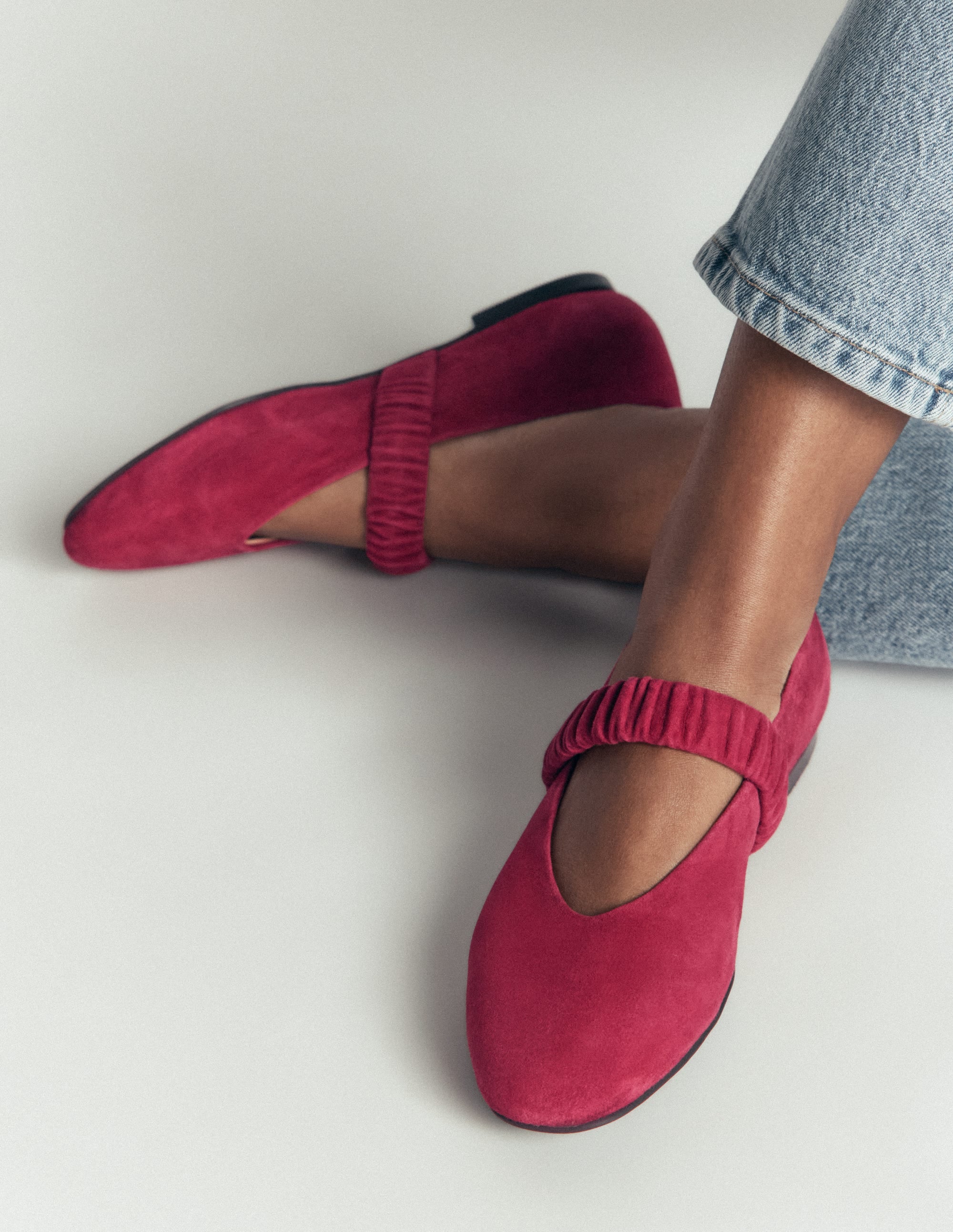 Camilla Ruched Ballet Flats-Wine - Image 2