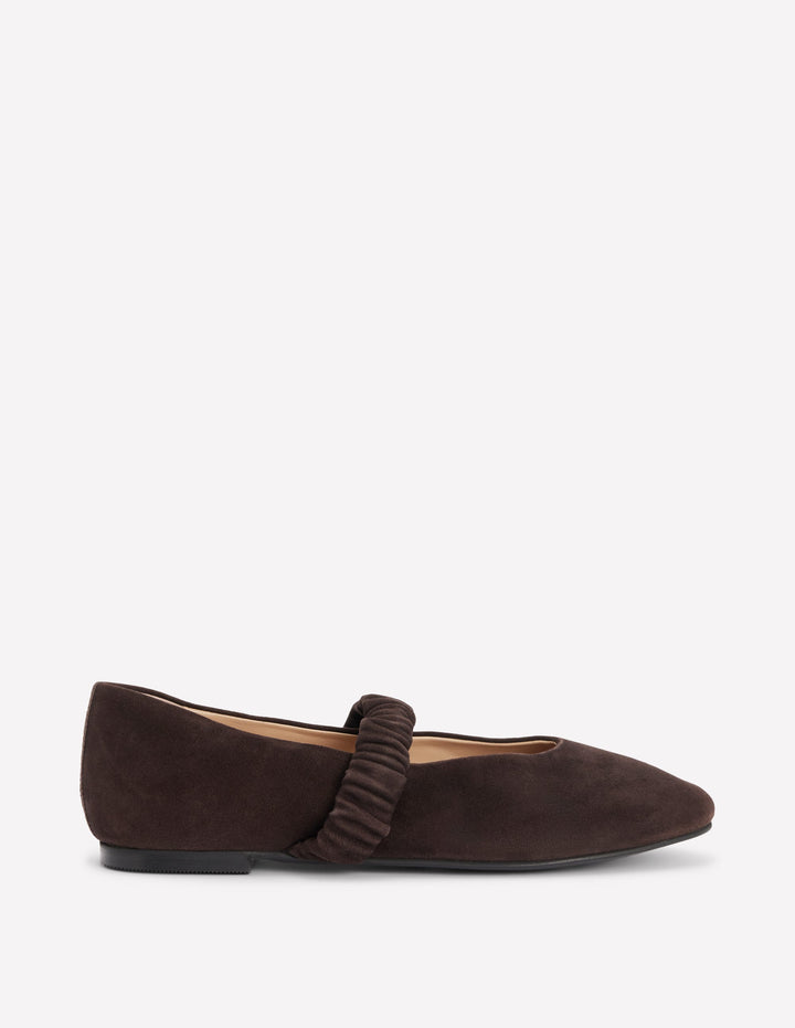 Camilla Ruched Ballet Flats-Bitter Chocolate